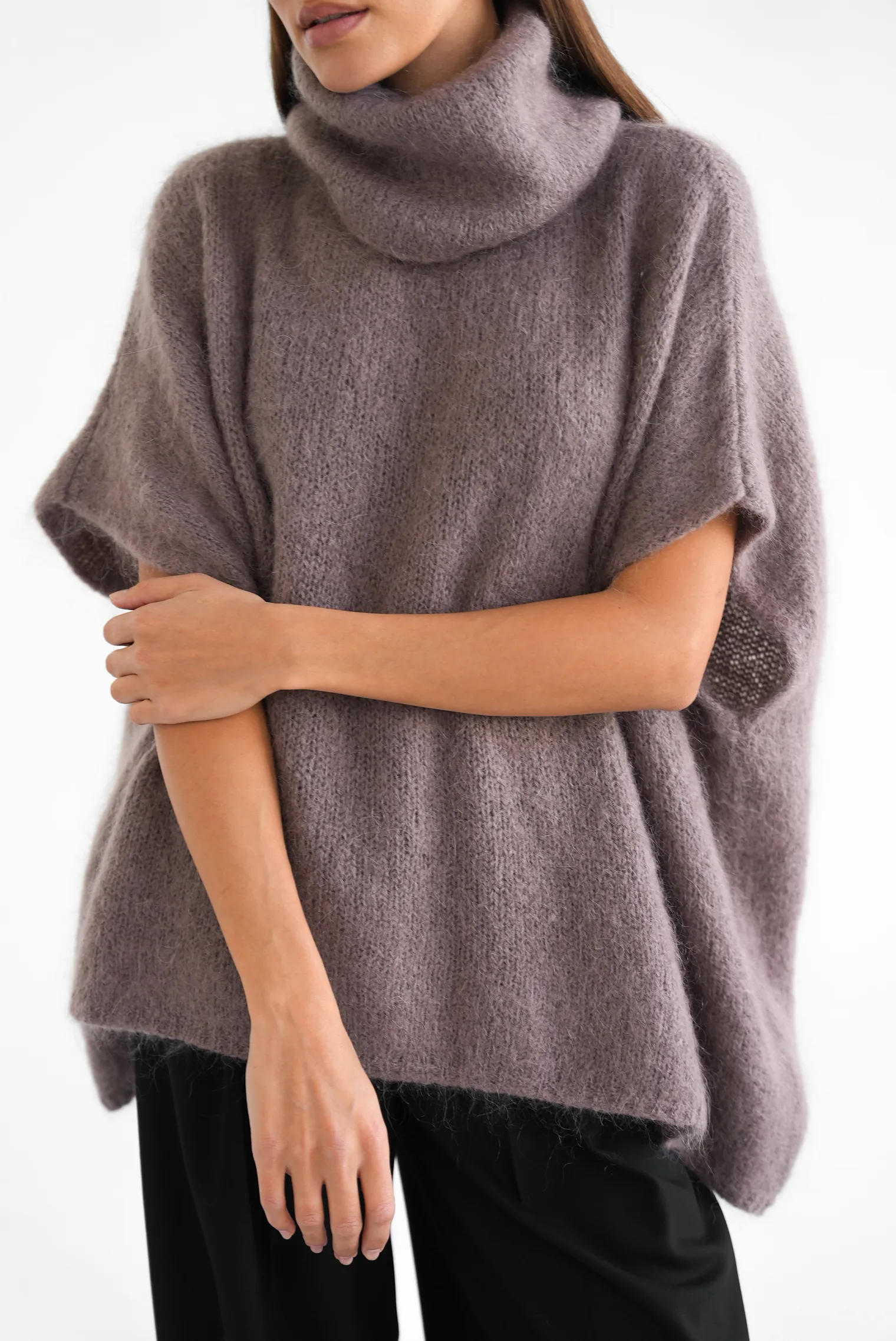 Джемпер крупной вязки из мохера без рукавов кофейного цвета фото 1