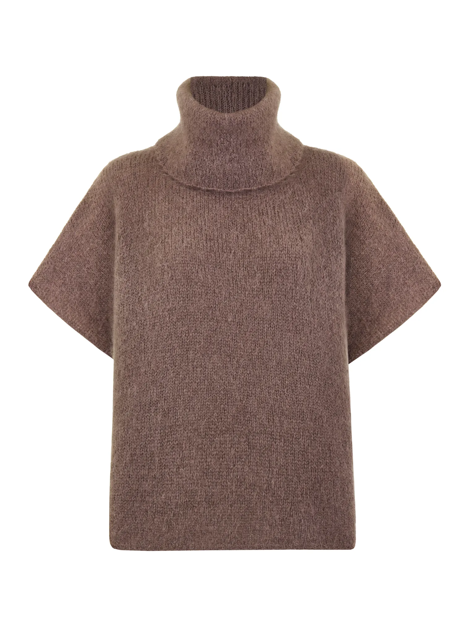 Джемпер крупной вязки из мохера без рукавов кофейного цвета фото 10