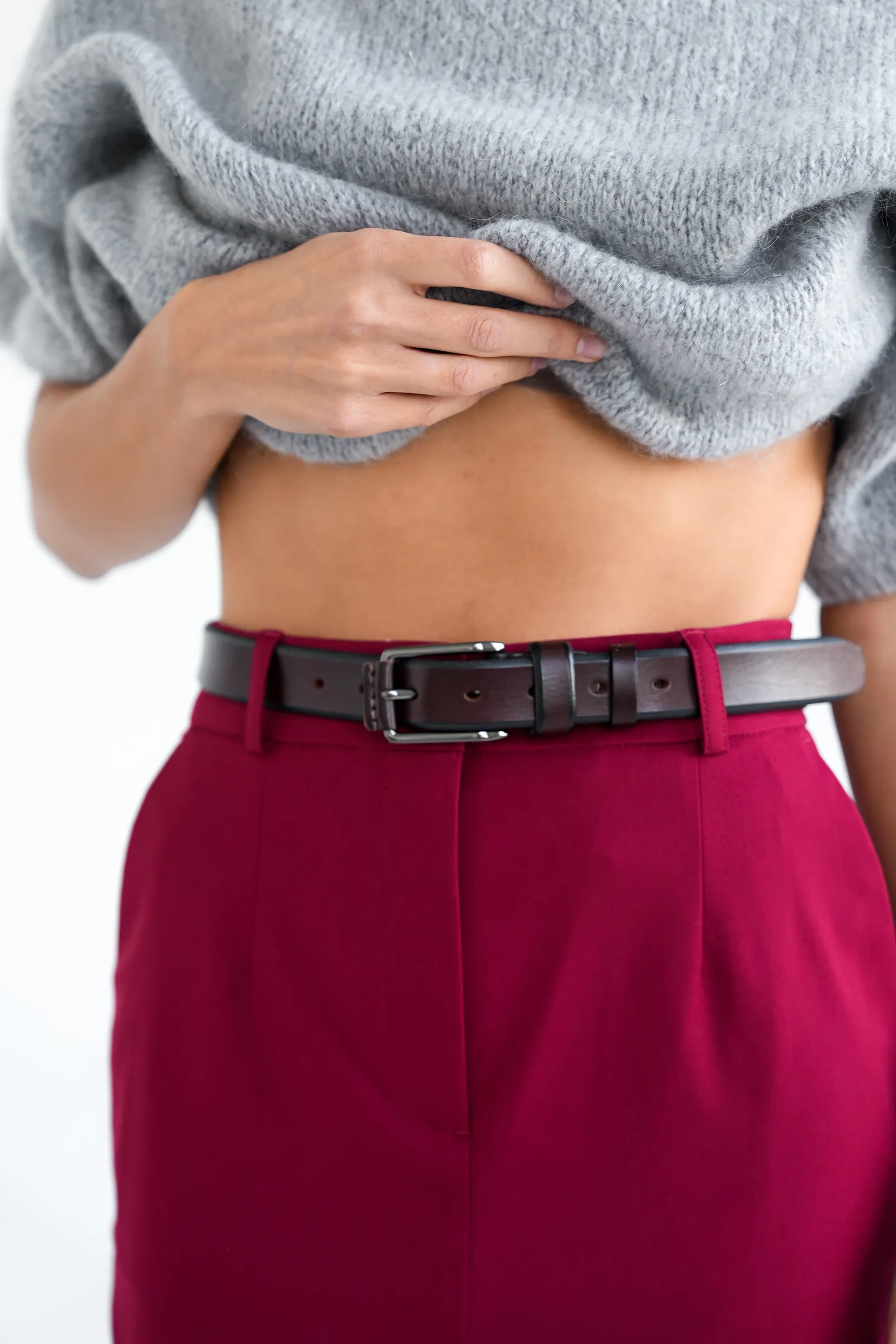 Ремень ручной работы цвета горький шоколад фото 3