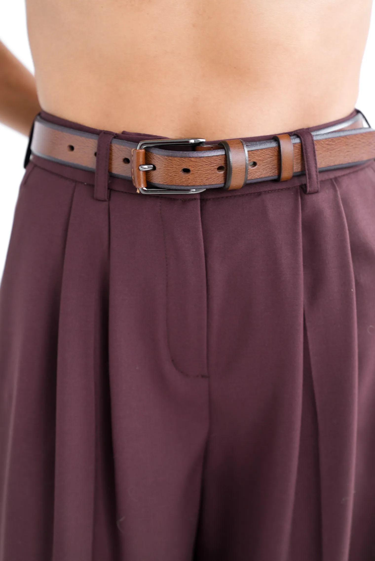 Ремень ручной работы коричневого цвета фото 3