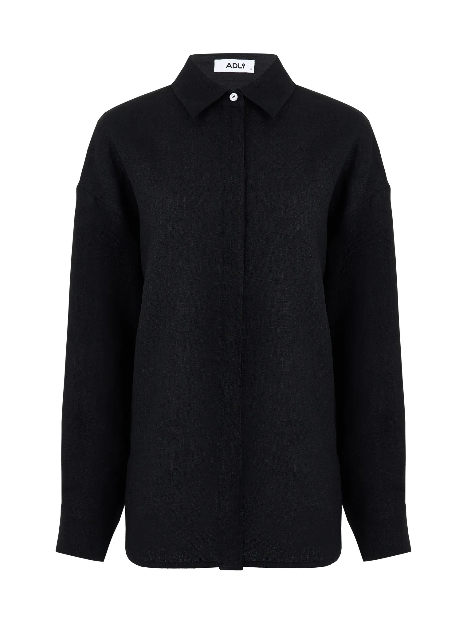 Рубашка свободного кроя изо льна чёрного цвета фото 8