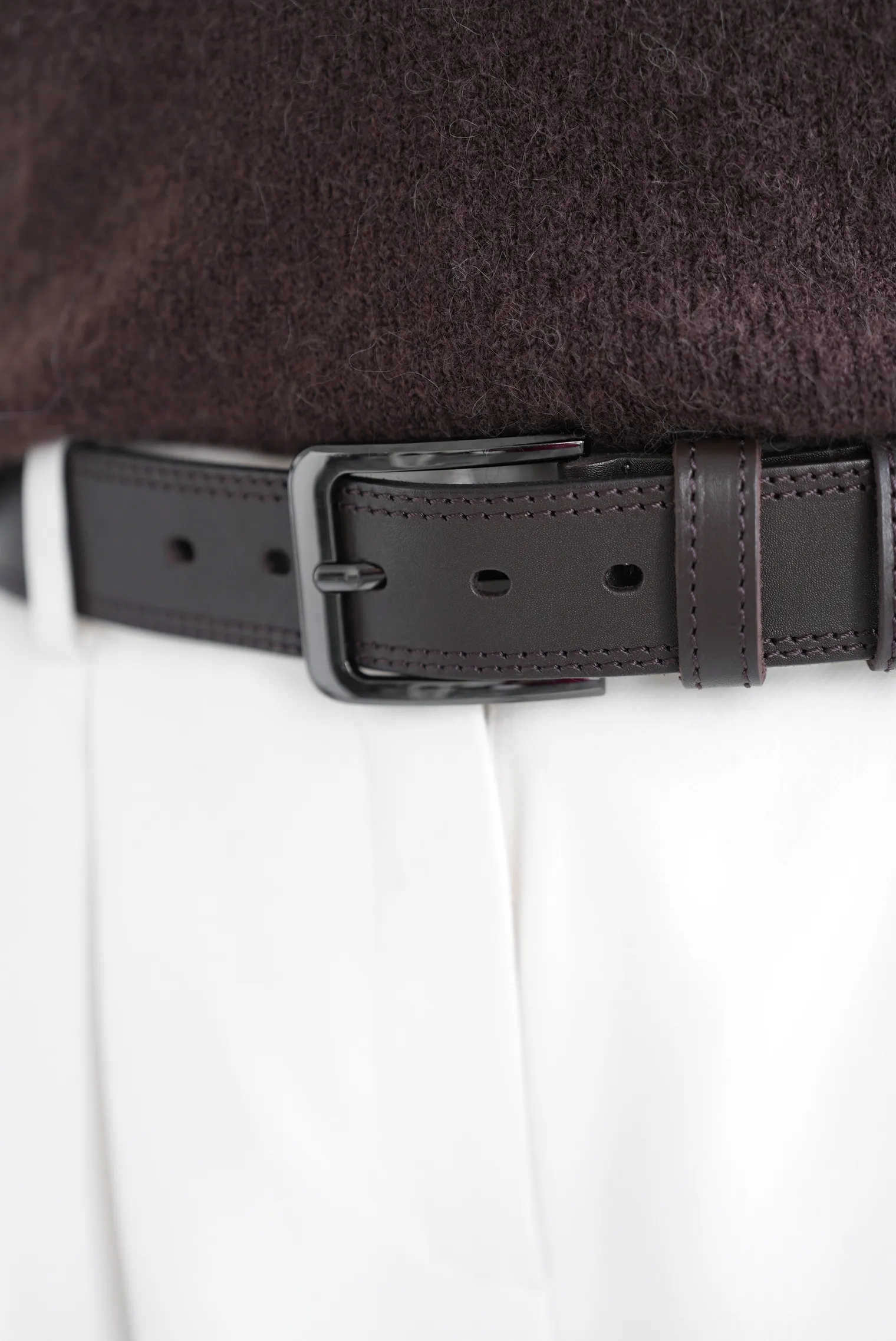 Ремень ручной работы цвета горький шоколад фото 3