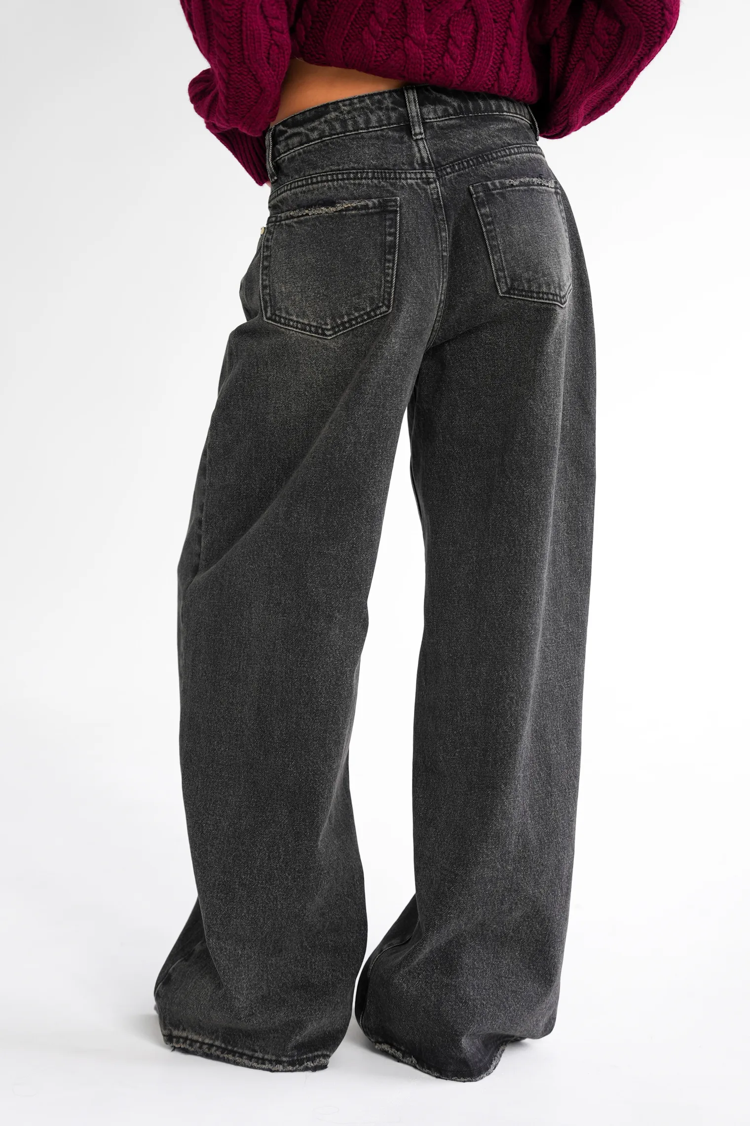Джинсы свободного кроя в винтажном стиле графитового цвета фото 3