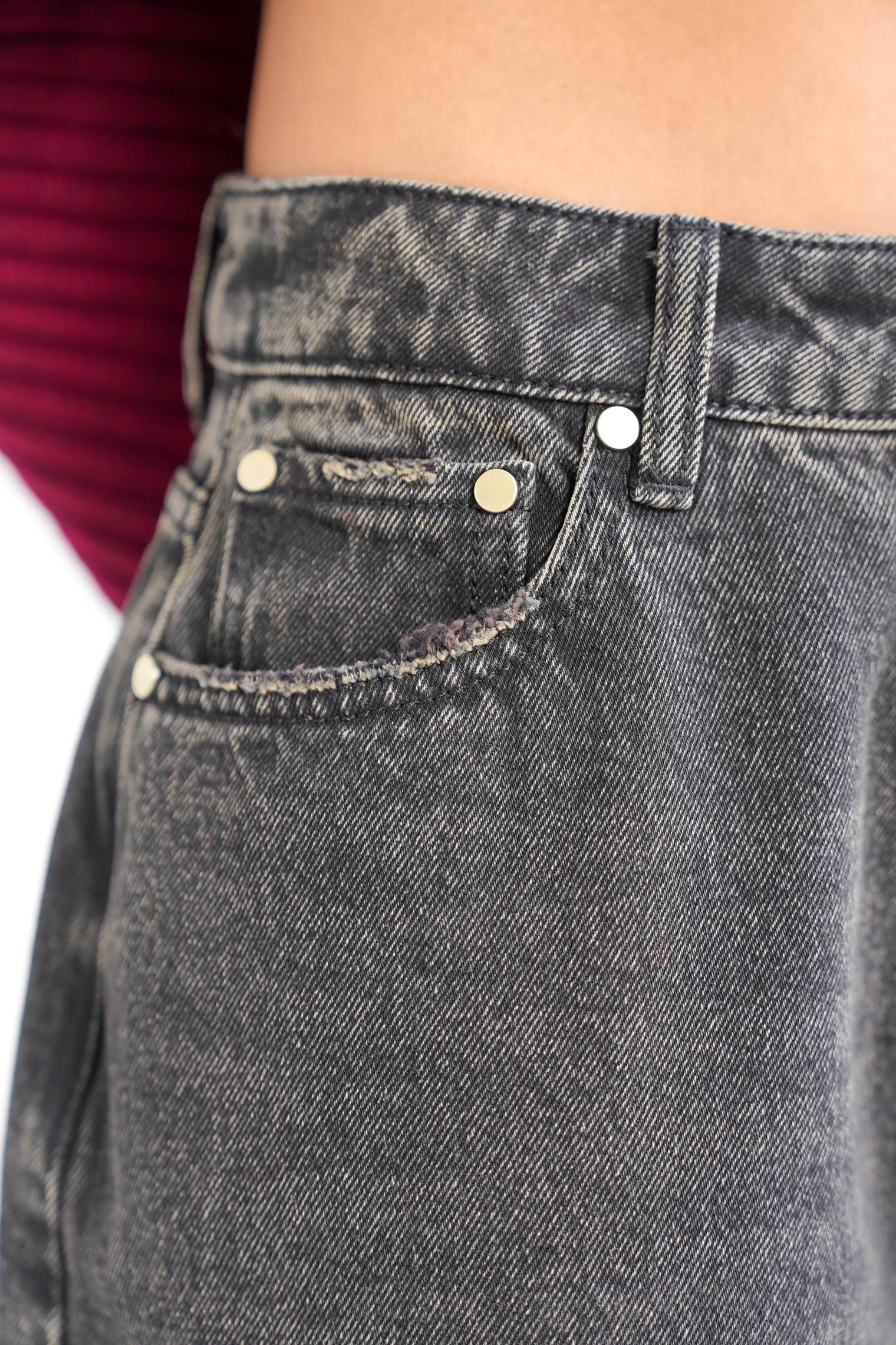 Джинсы свободного кроя в винтажном стиле графитового цвета фото 8