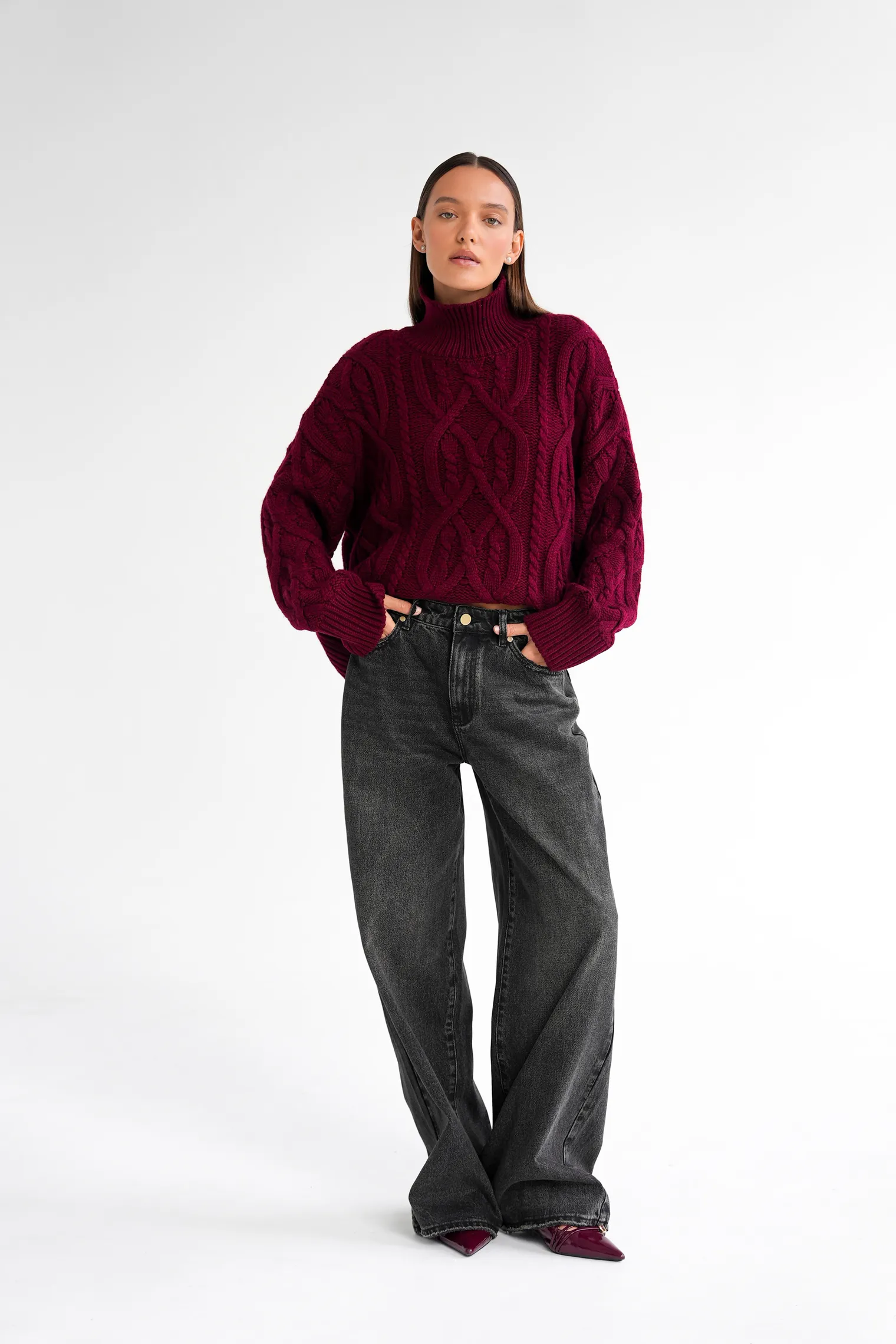 Джинсы свободного кроя в винтажном стиле графитового цвета фото 4