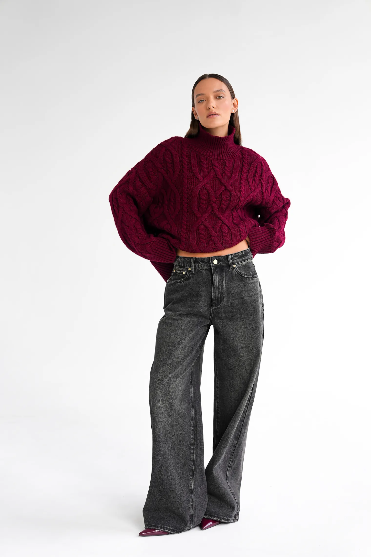 Джинсы свободного кроя в винтажном стиле графитового цвета фото 6