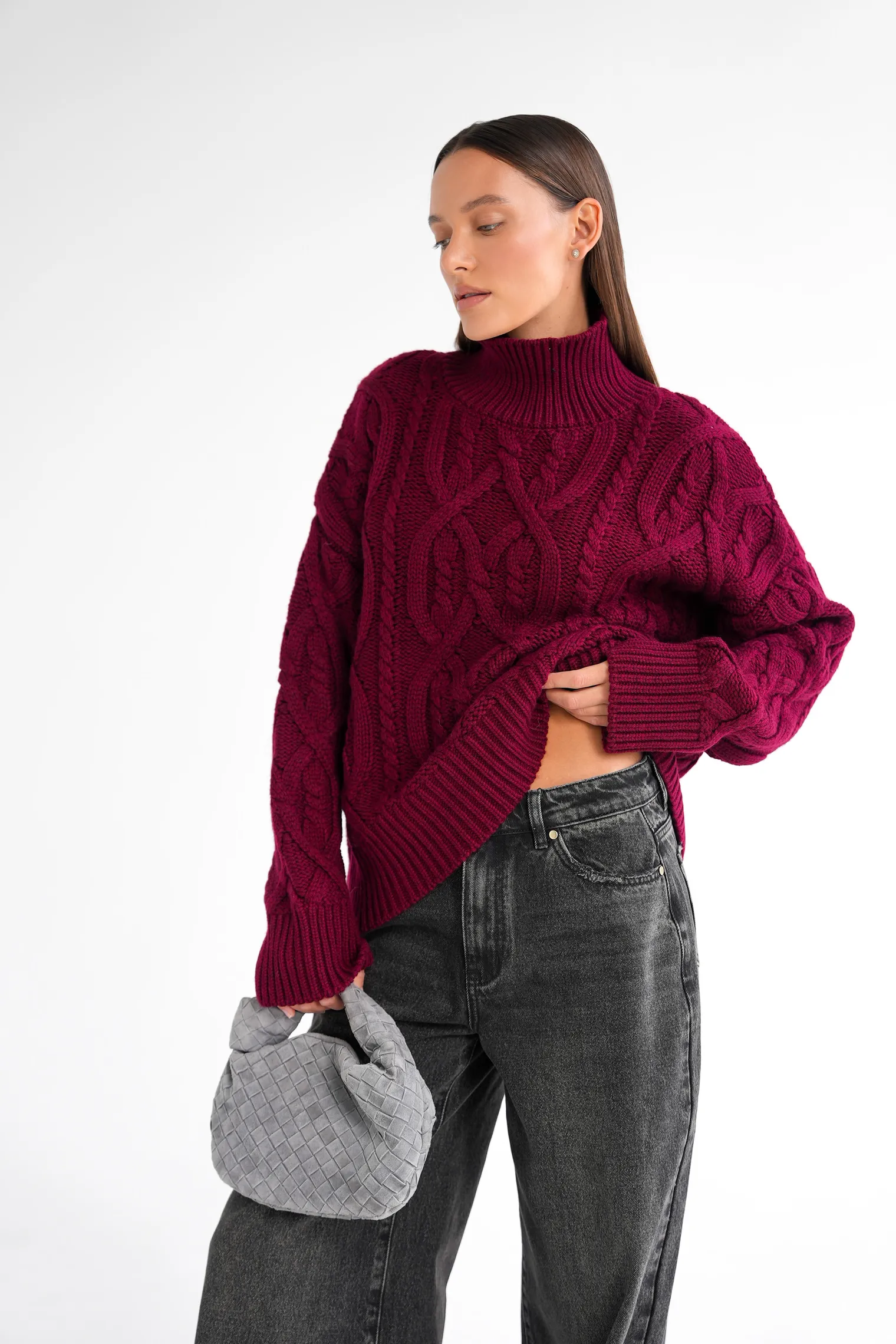 Джинсы свободного кроя в винтажном стиле графитового цвета фото 7