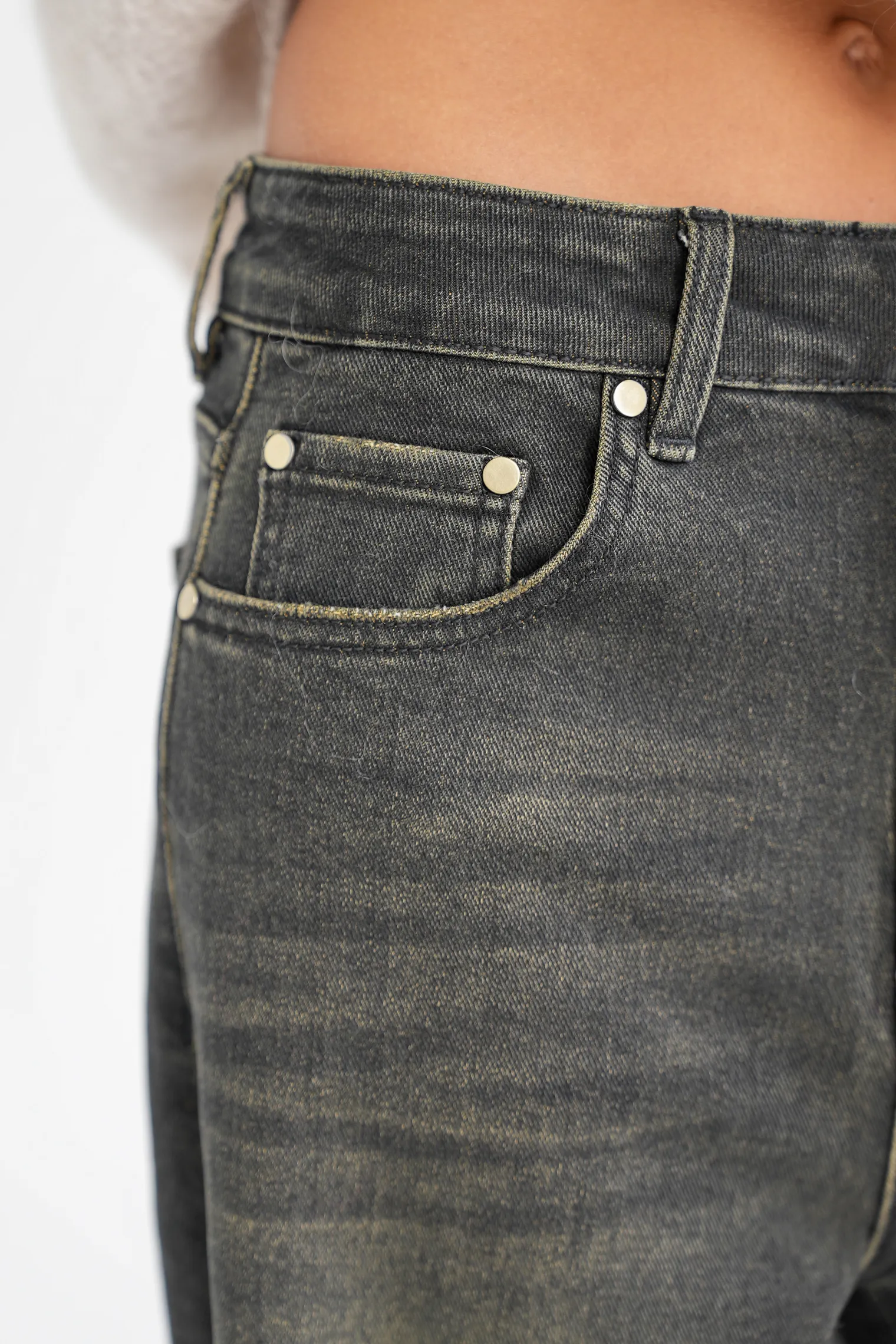 Джинсы свободного кроя в винтажном стиле графитового цвета фото 2