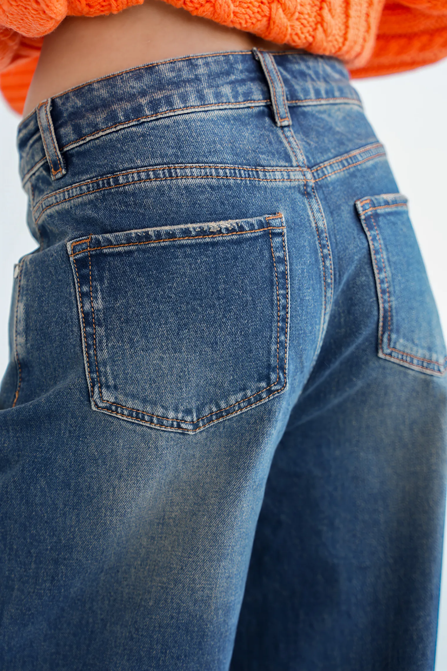 Джинсы свободного кроя в винтажном стиле синего цвета фото 6