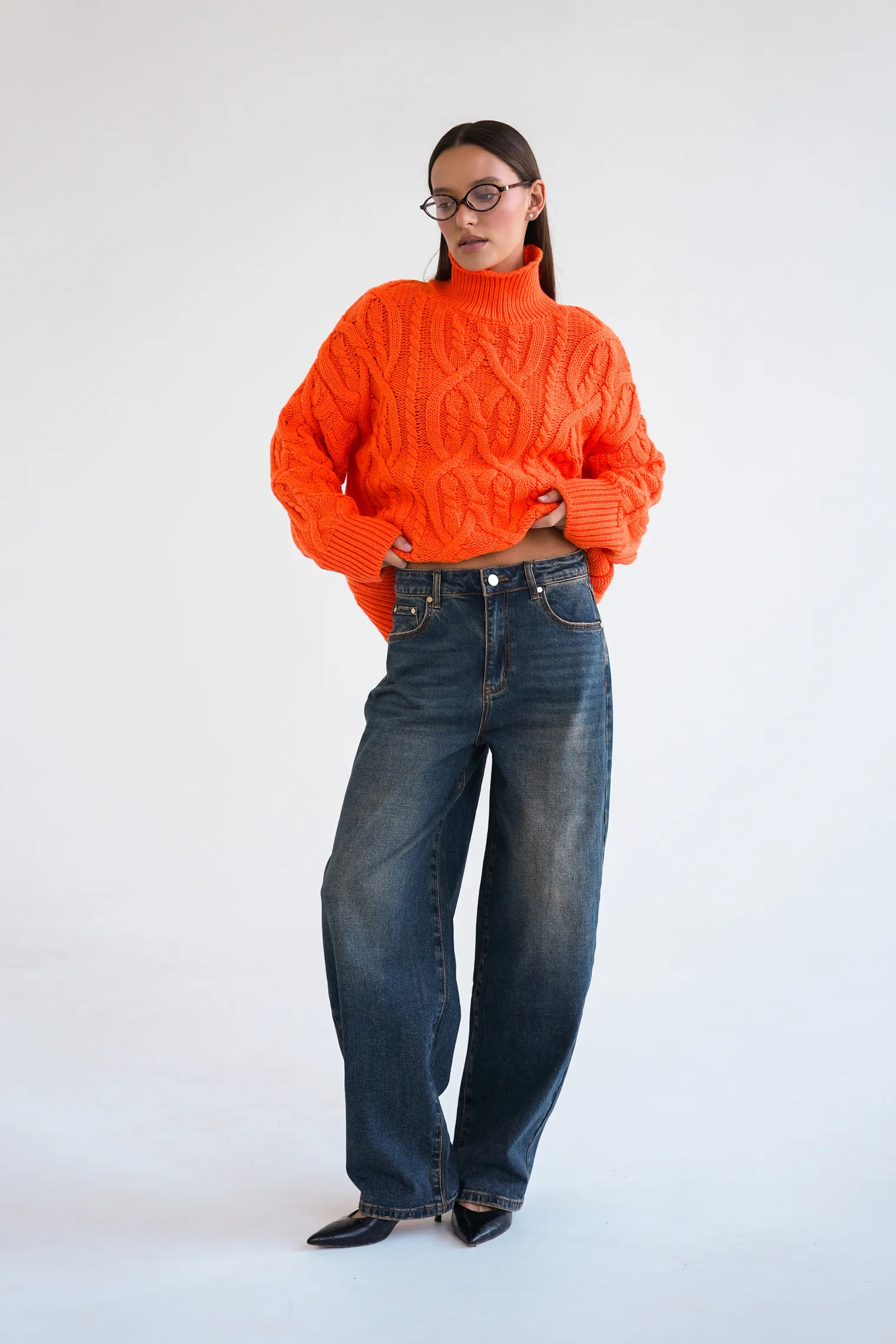 Джинсы свободного кроя в винтажном стиле синего цвета фото 3