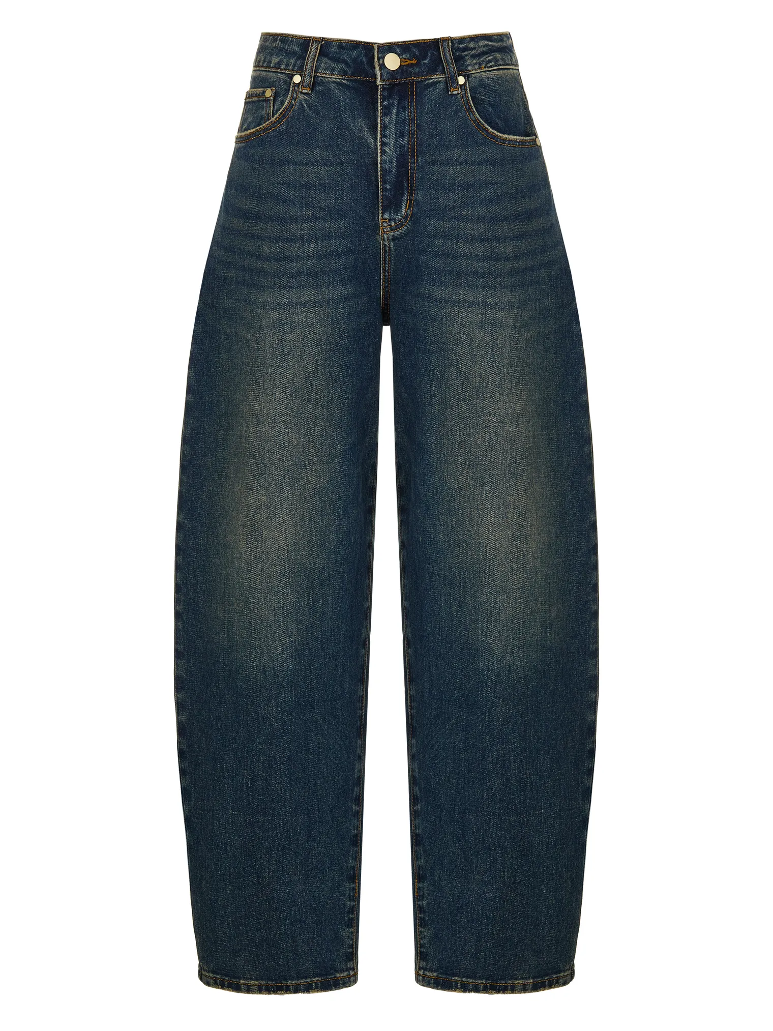 Джинсы свободного кроя в винтажном стиле синего цвета фото 8