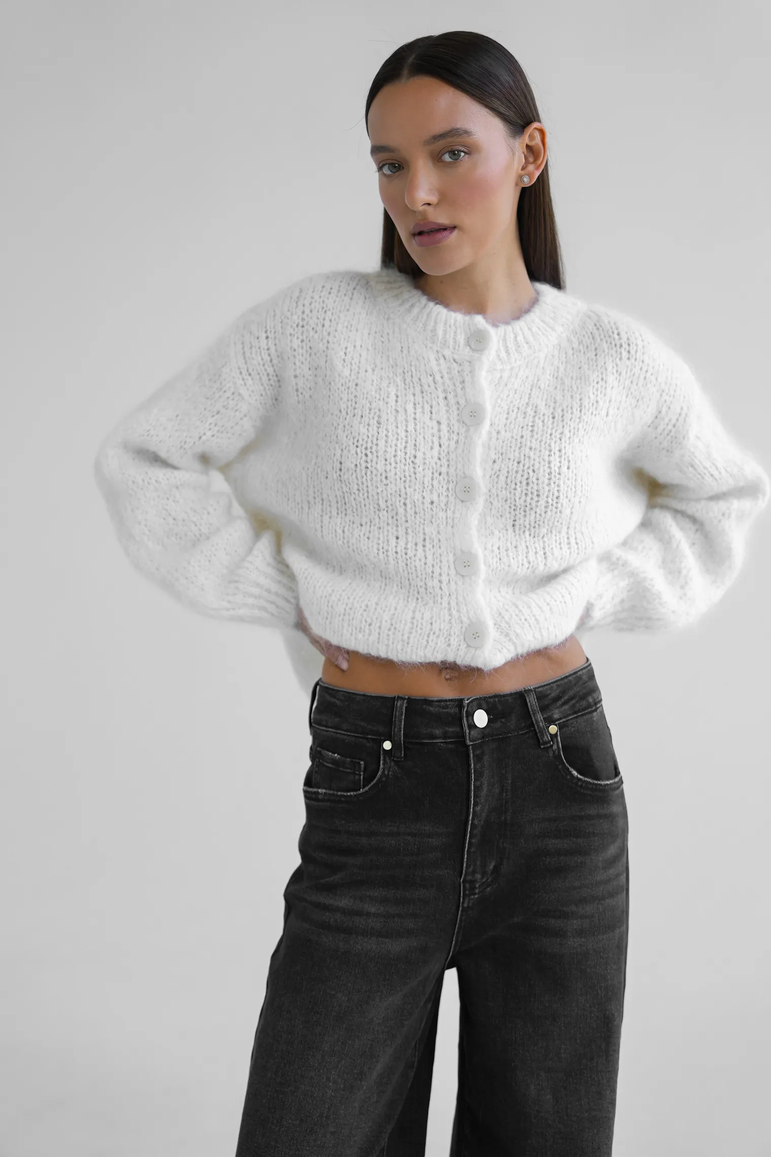 Джинсы свободного кроя в винтажном стиле графитового цвета фото 5