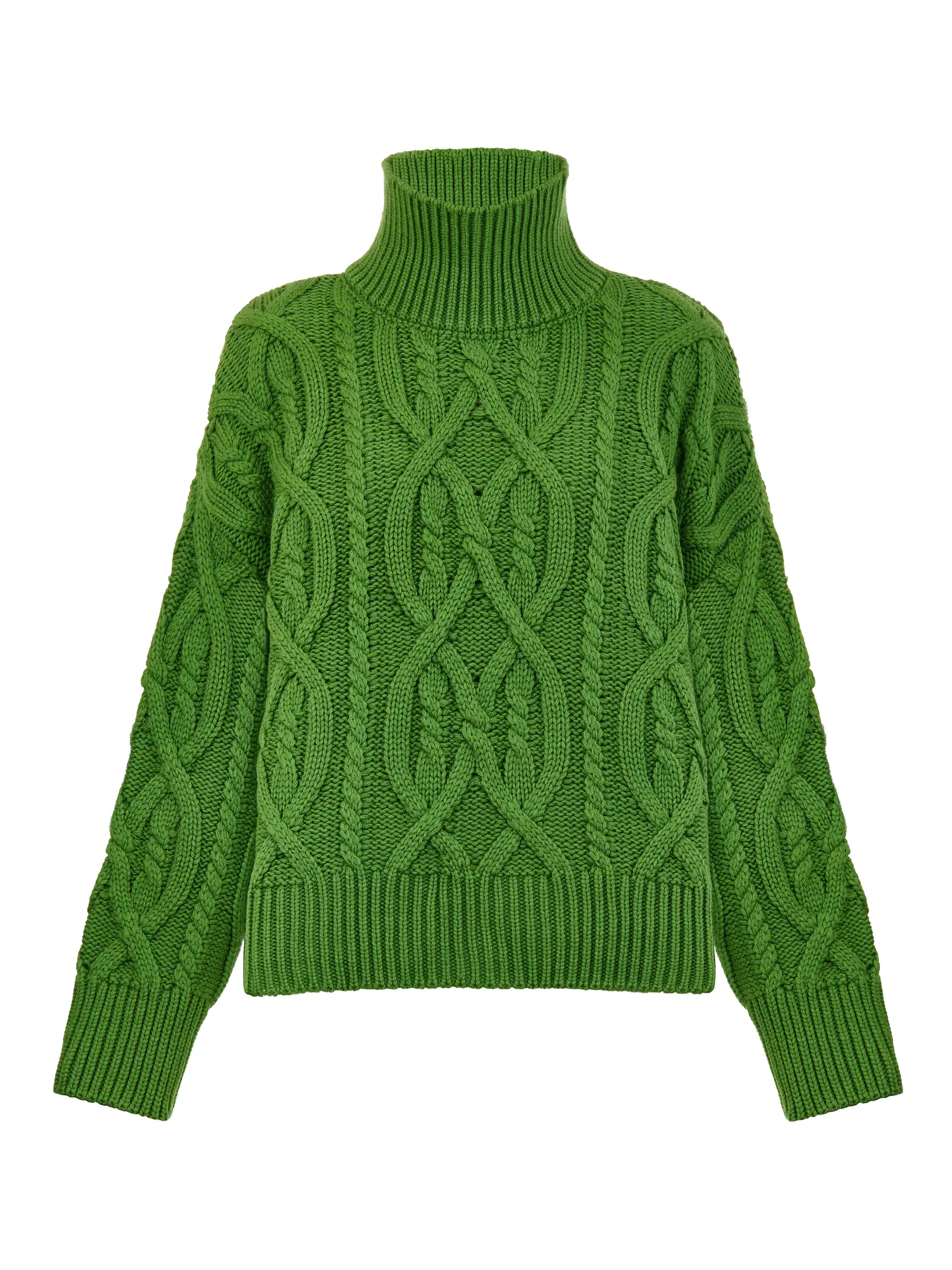 Джемпер крупной вязки с узором араны зелёного цвета фото 9