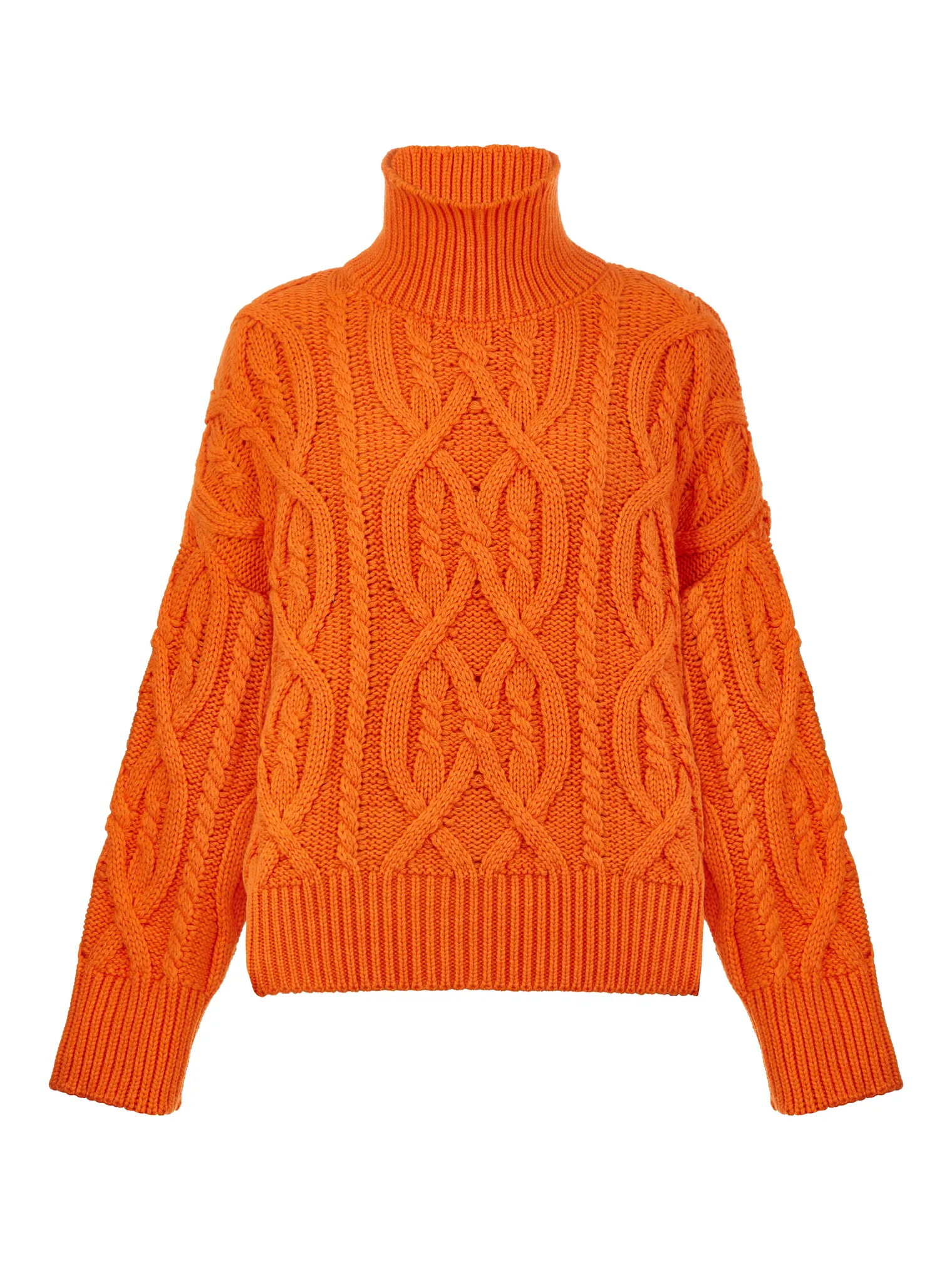 Джемпер крупной вязки с узором араны оранжевого цвета фото 9