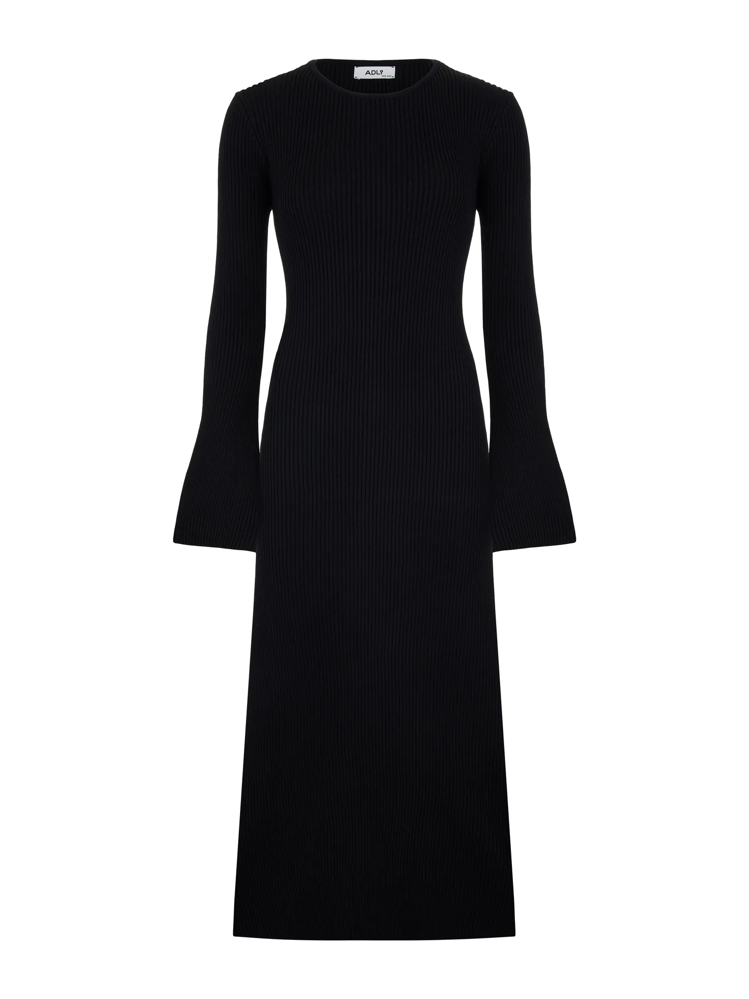 Платье миди мелкой вязки с низким воротником чёрного цвета фото 9