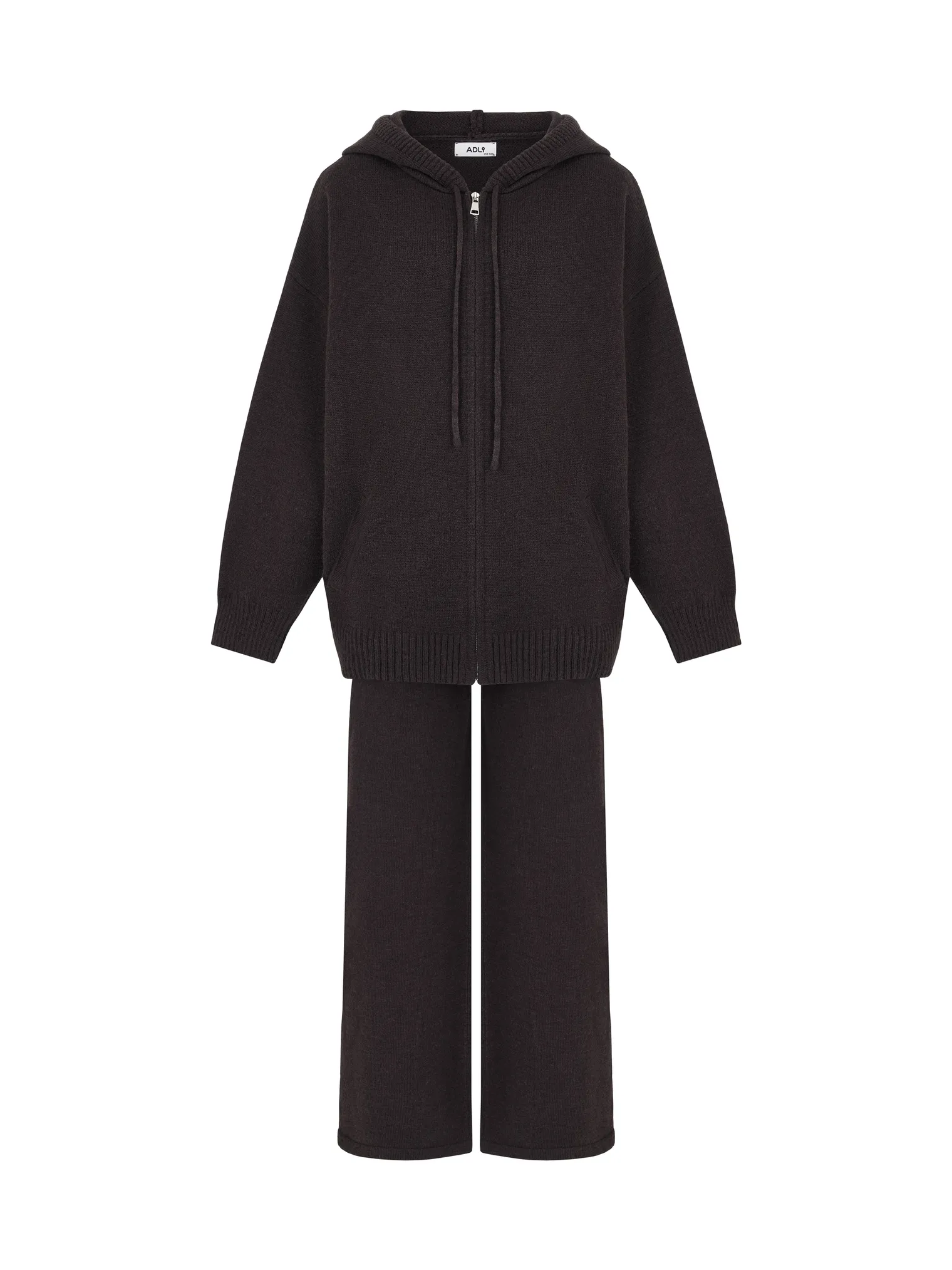 Комплект: кардиган с капюшоном, брюки цвета горький шоколад фото 9