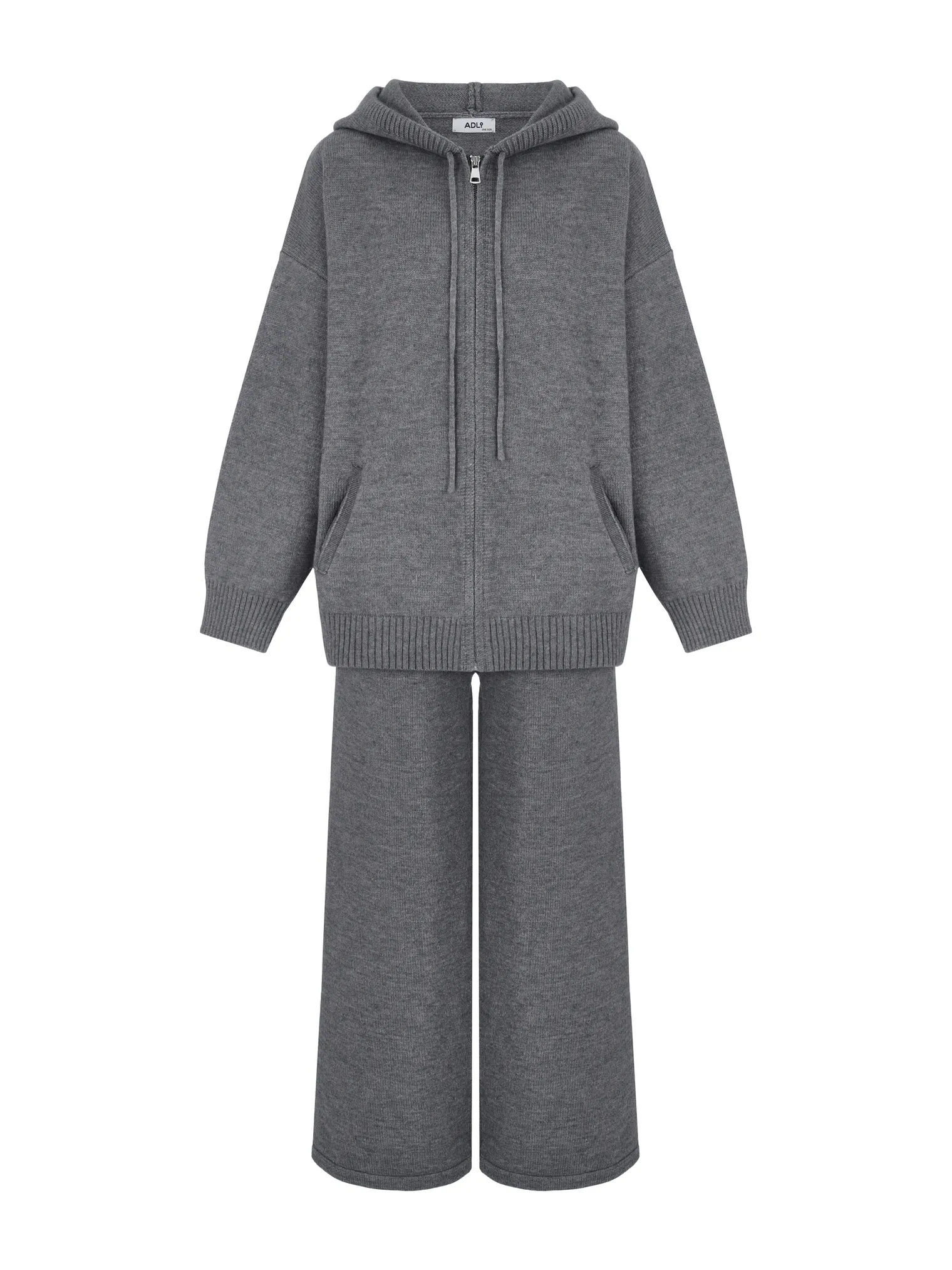 Комплект: кардиган с капюшоном, брюки графитового цвета фото 10