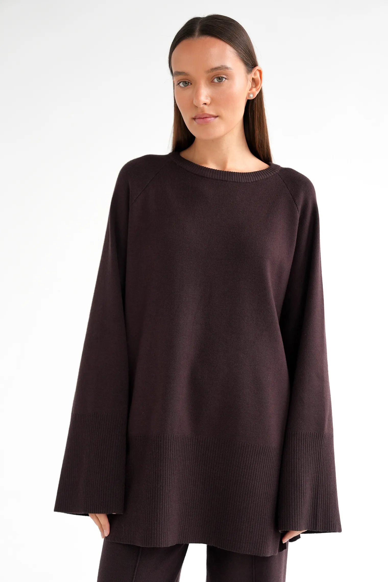 Комплект: джемпер, брюки цвета горький шоколад фото 5