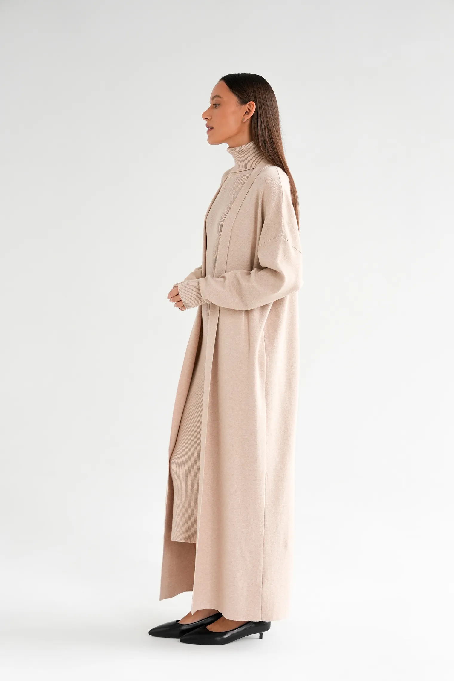 Комплект: платье, кардиган бежевого цвета фото 6