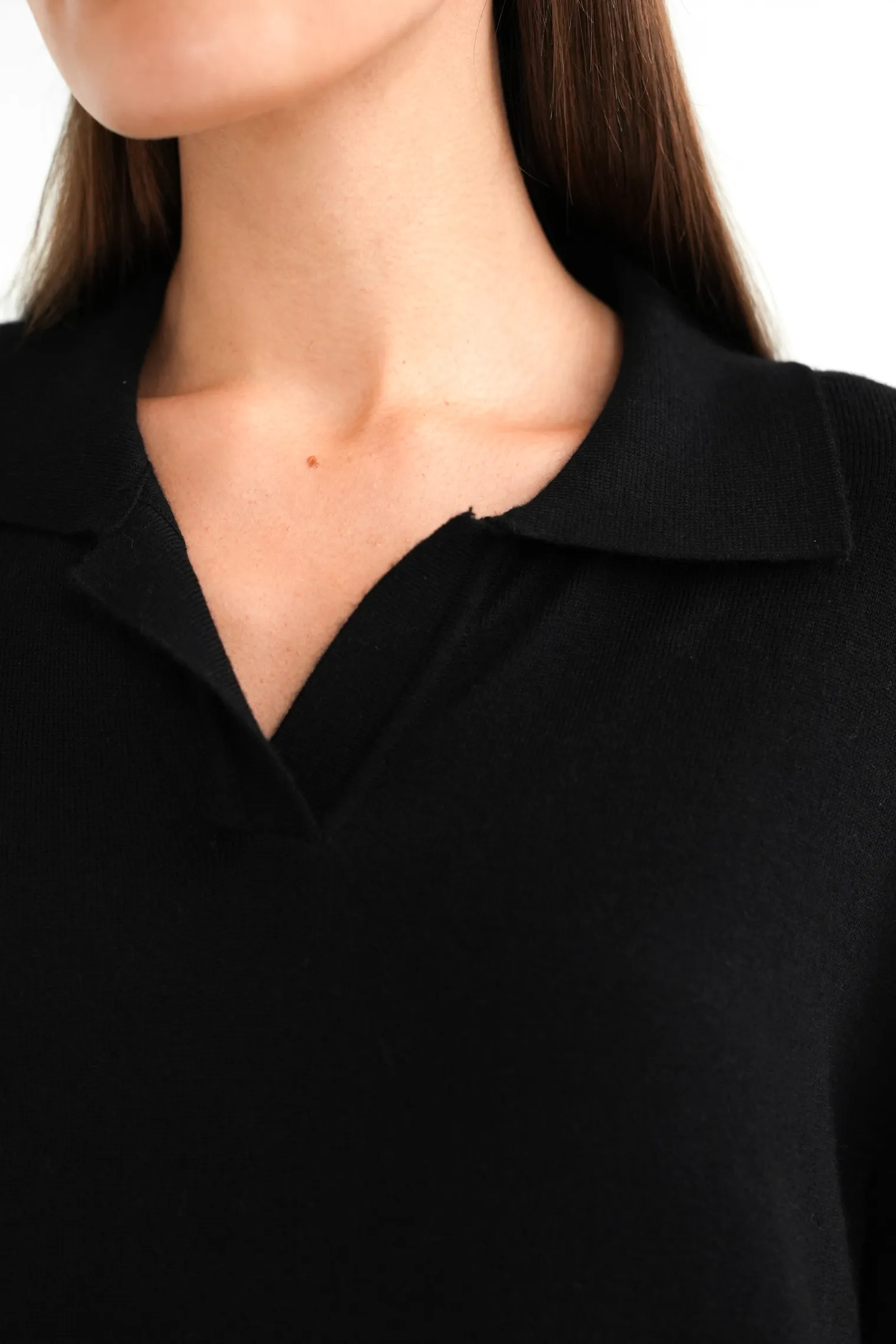 Джемпер поло мелкой вязки чёрного цвета фото 2