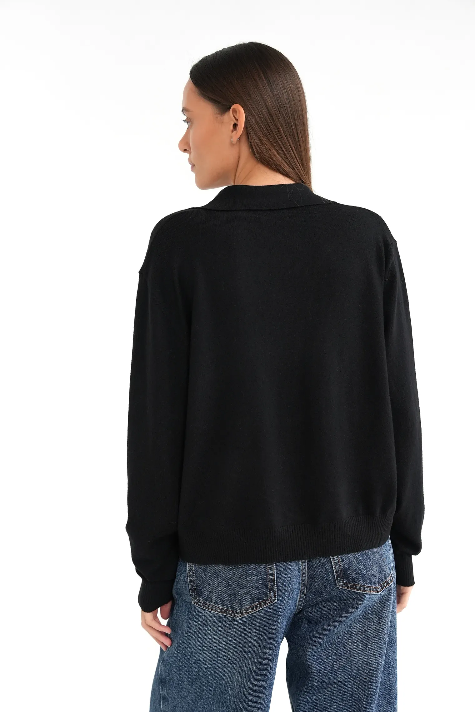 Джемпер поло мелкой вязки чёрного цвета фото 4