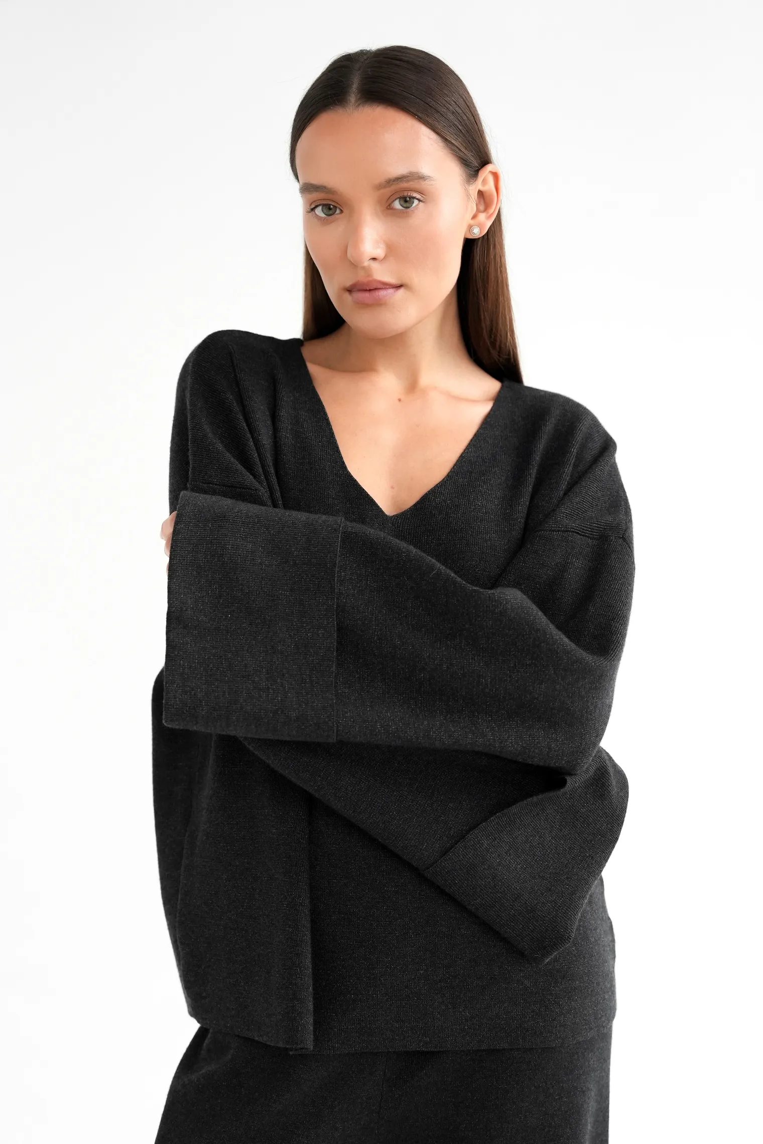 Комплект: джемпер, брюки графитового цвета фото 8