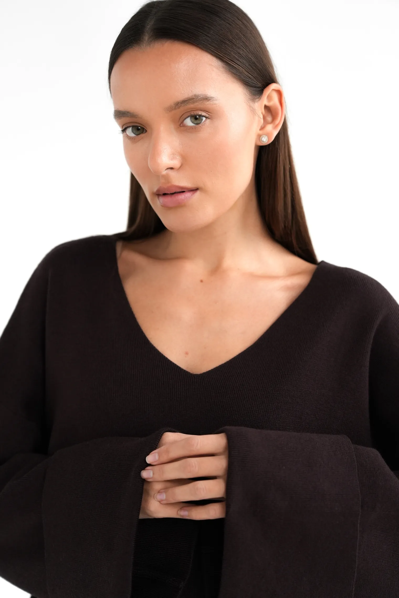 Комплект: джемпер, брюки цвета горький шоколад фото 2