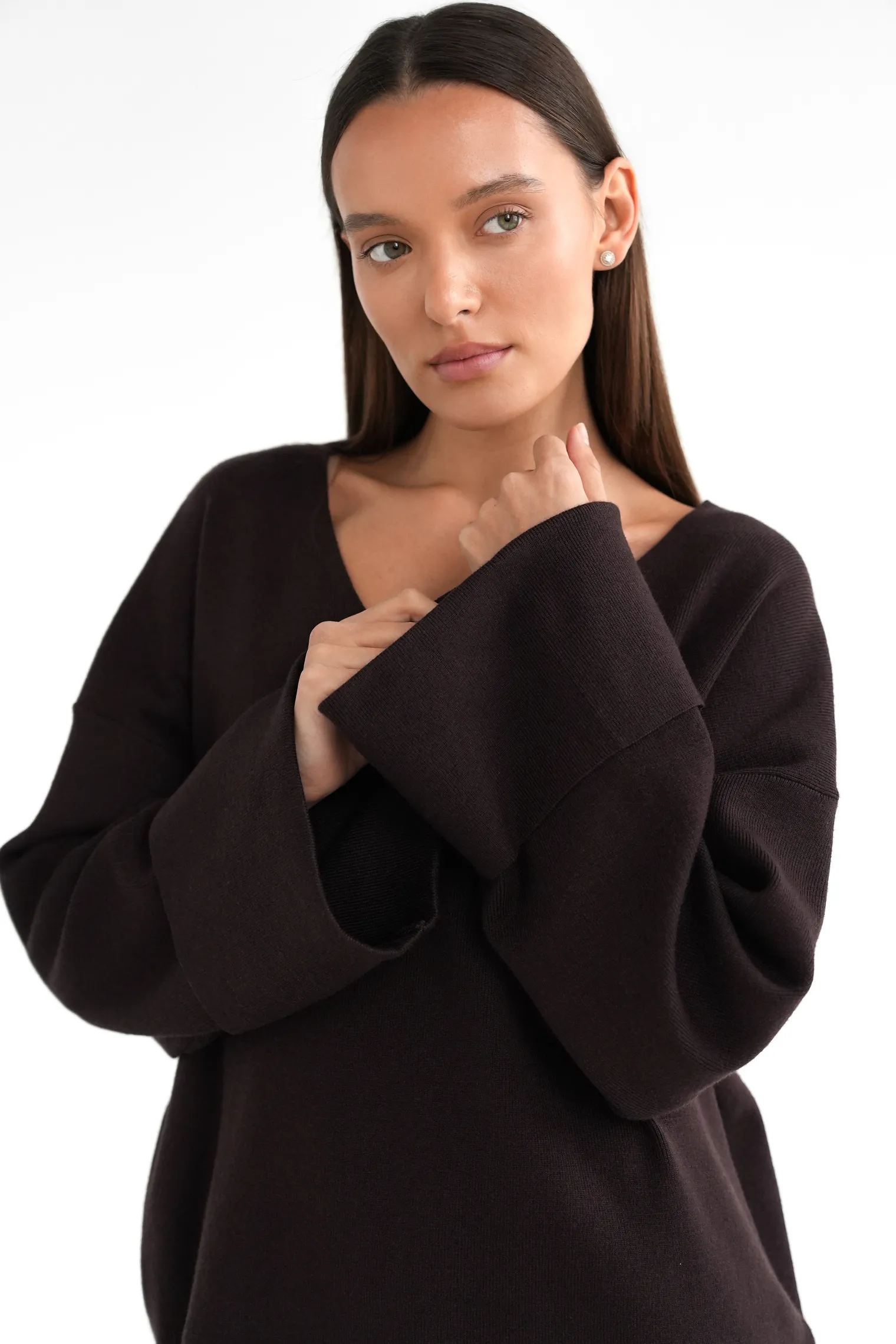 Комплект: джемпер, брюки цвета горький шоколад фото 5