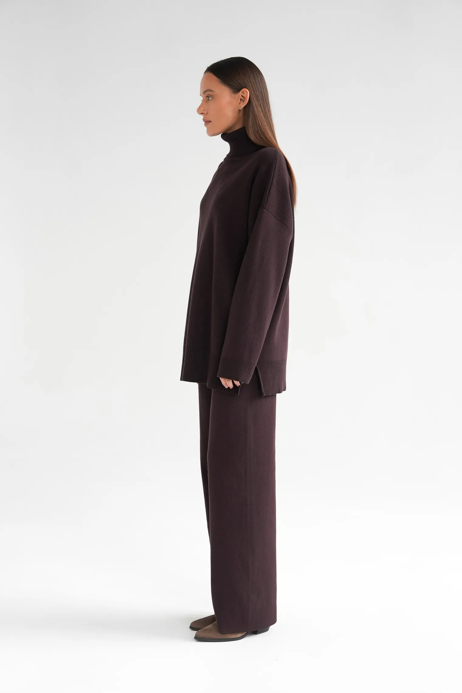 Комплект: джемпер, брюки цвета горький шоколад фото 3