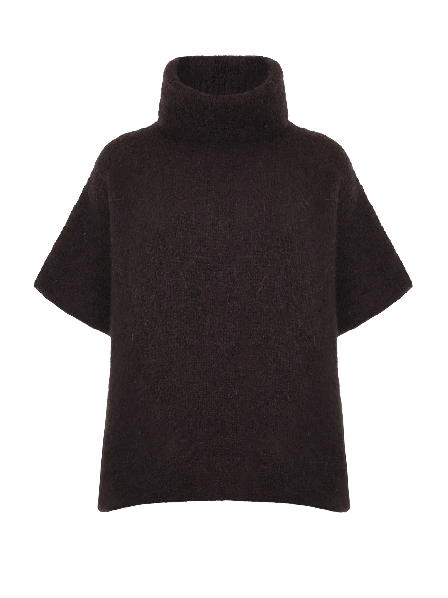 Джемпер крупной вязки из мохера без рукавов цвета горький шоколад фото 9