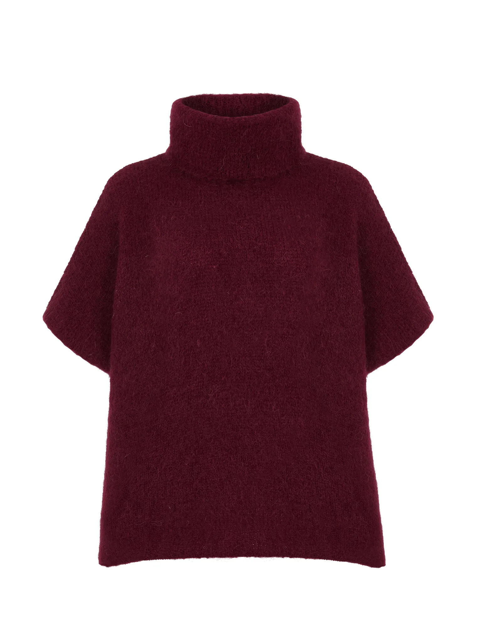 Джемпер крупной вязки из мохера без рукавов бордового цвета фото 9
