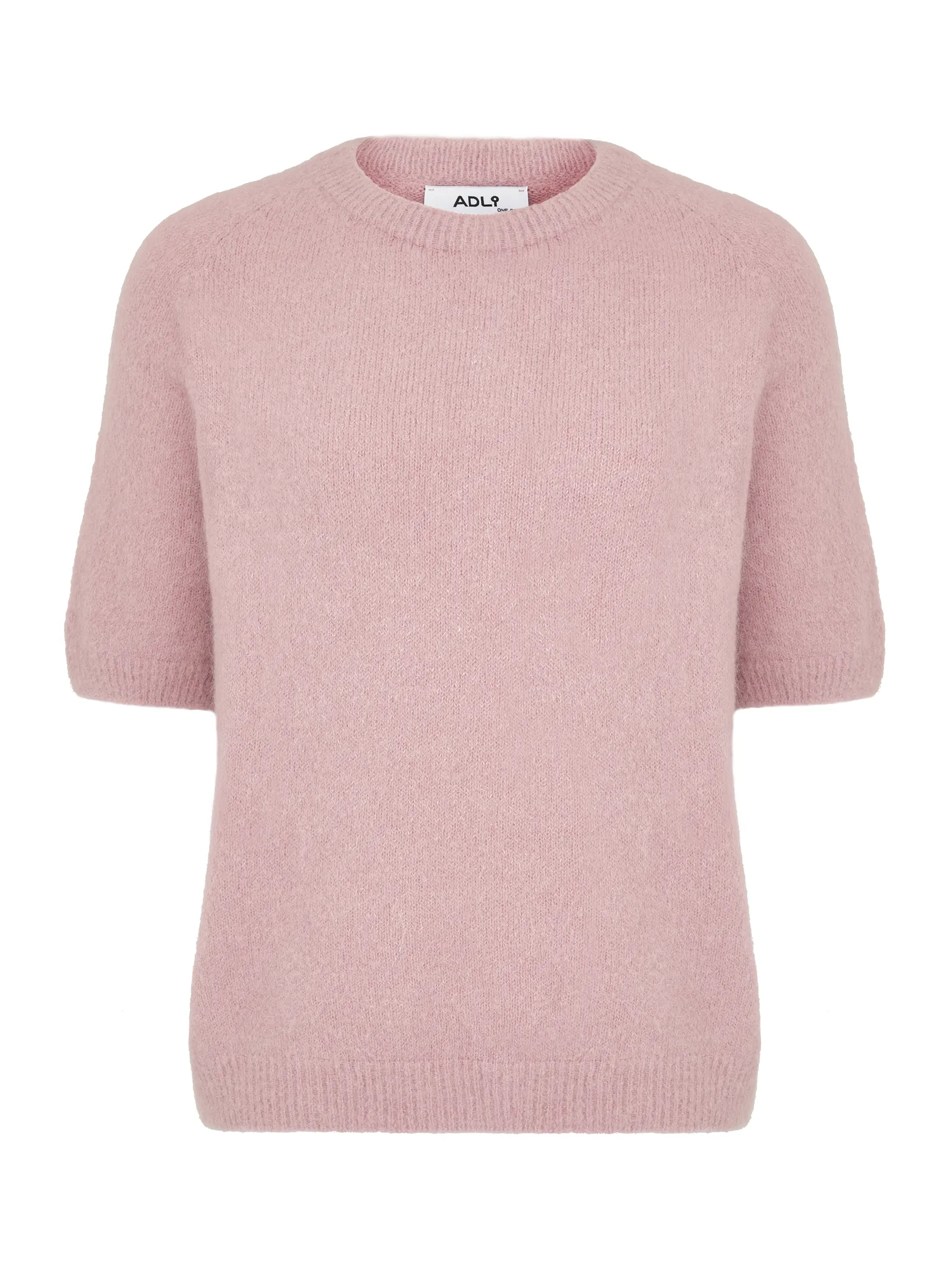 Пуловер мелкой вязки с низким воротником пыльно-розового цвета фото 1