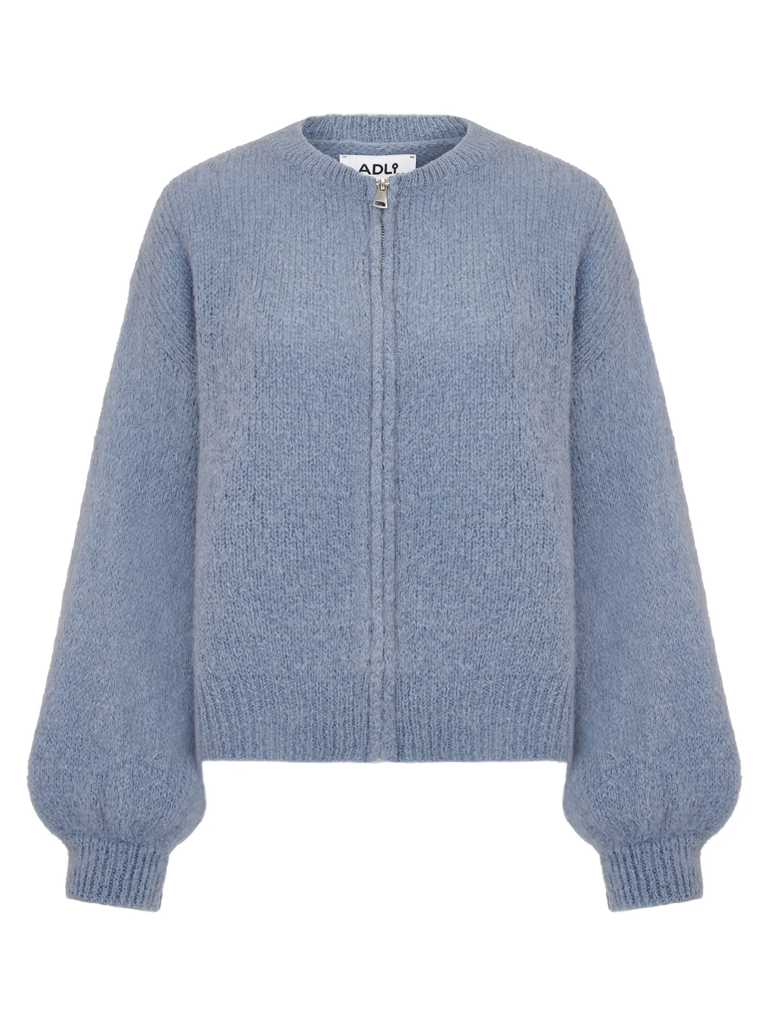 Кардиган крупной вязки из мохера на молнии графитового цвета фото 9