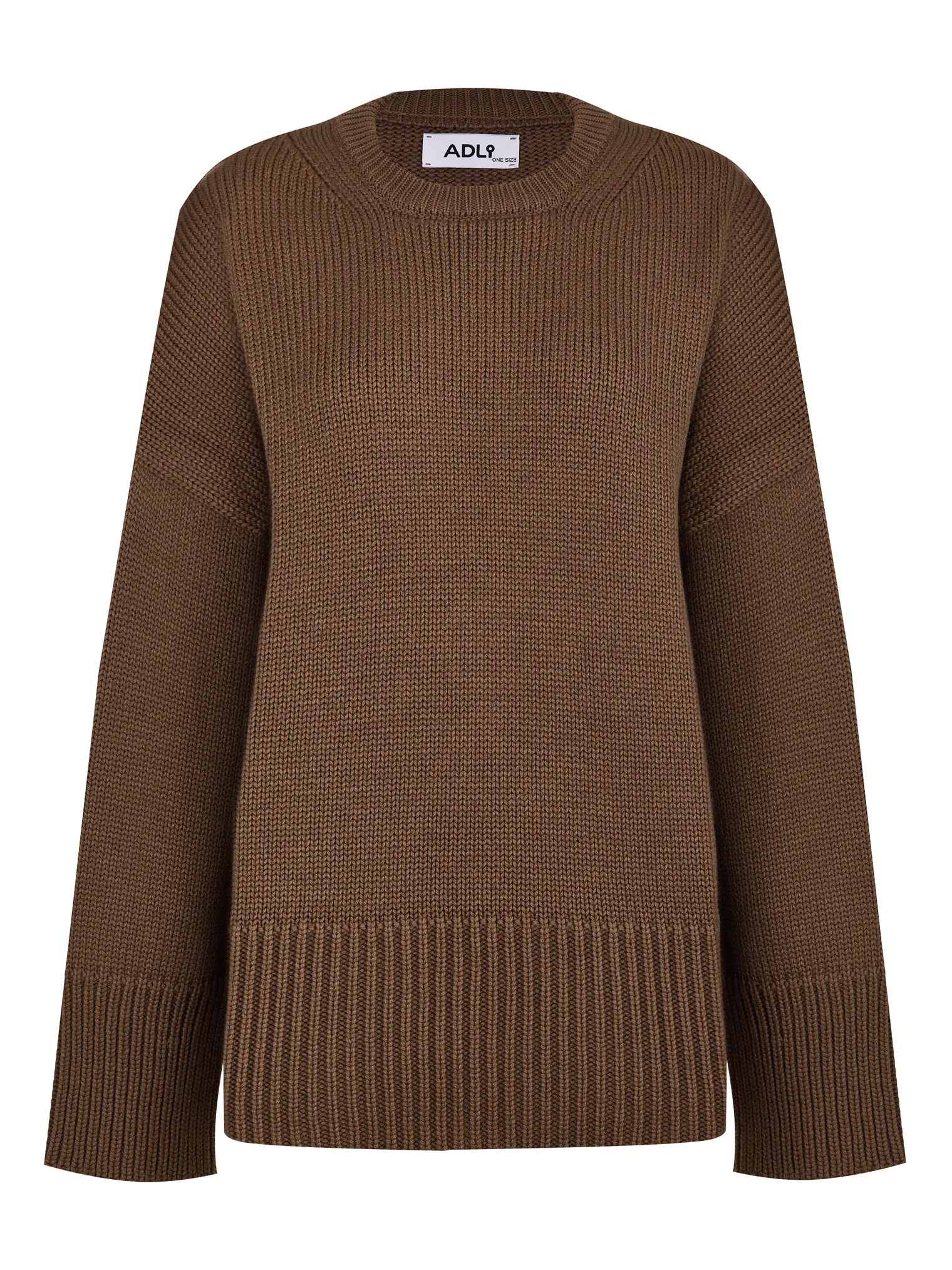Джемпер крупной вязки с низким воротником кофейного цвета фото 12