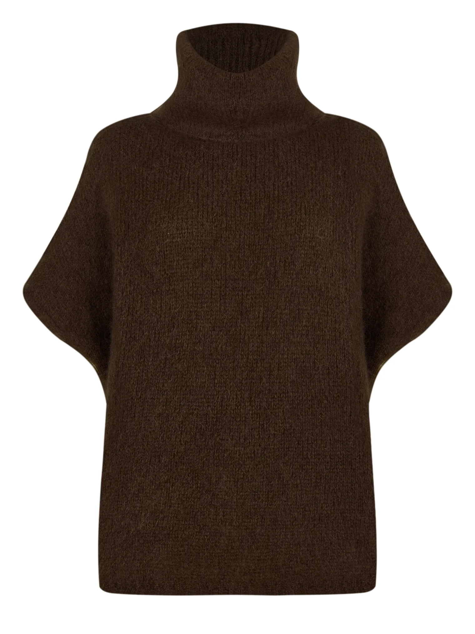 Джемпер крупной вязки из мохера без рукавов шоколадного цвета фото 11
