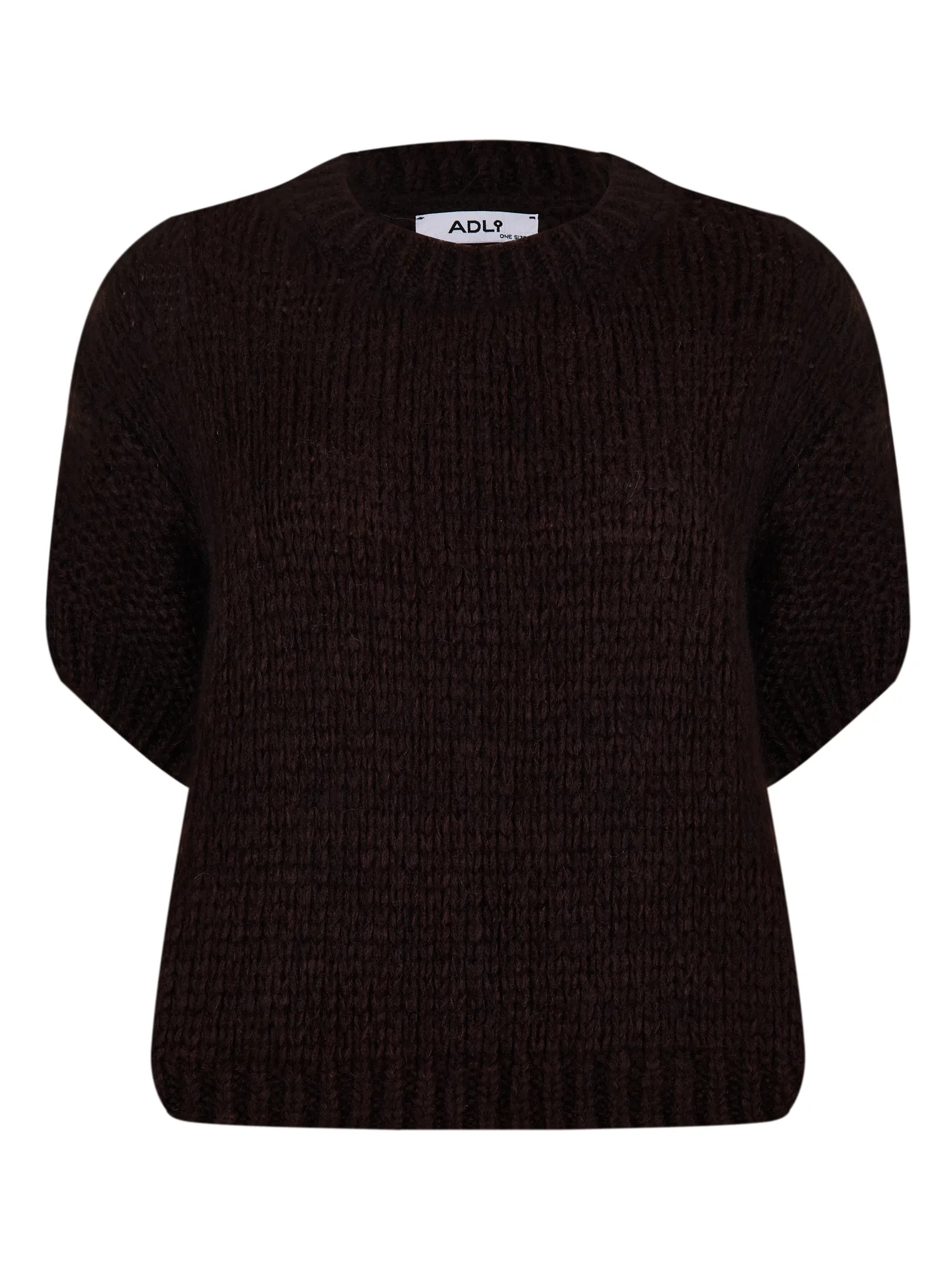 Пуловер крупной вязки с низким воротником цвета горький шоколад фото 10