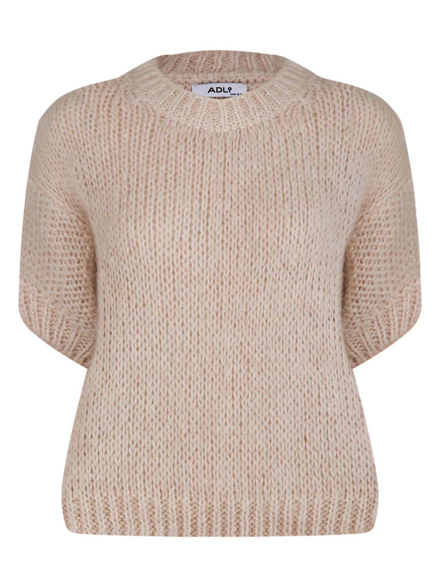 Пуловер крупной вязки с низким воротником цвета льна фото 1