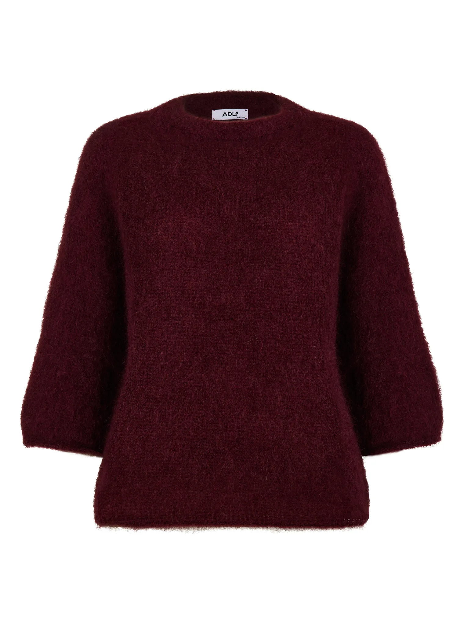 Пуловер мелкой вязки с низким воротником цвета бургундия фото 1