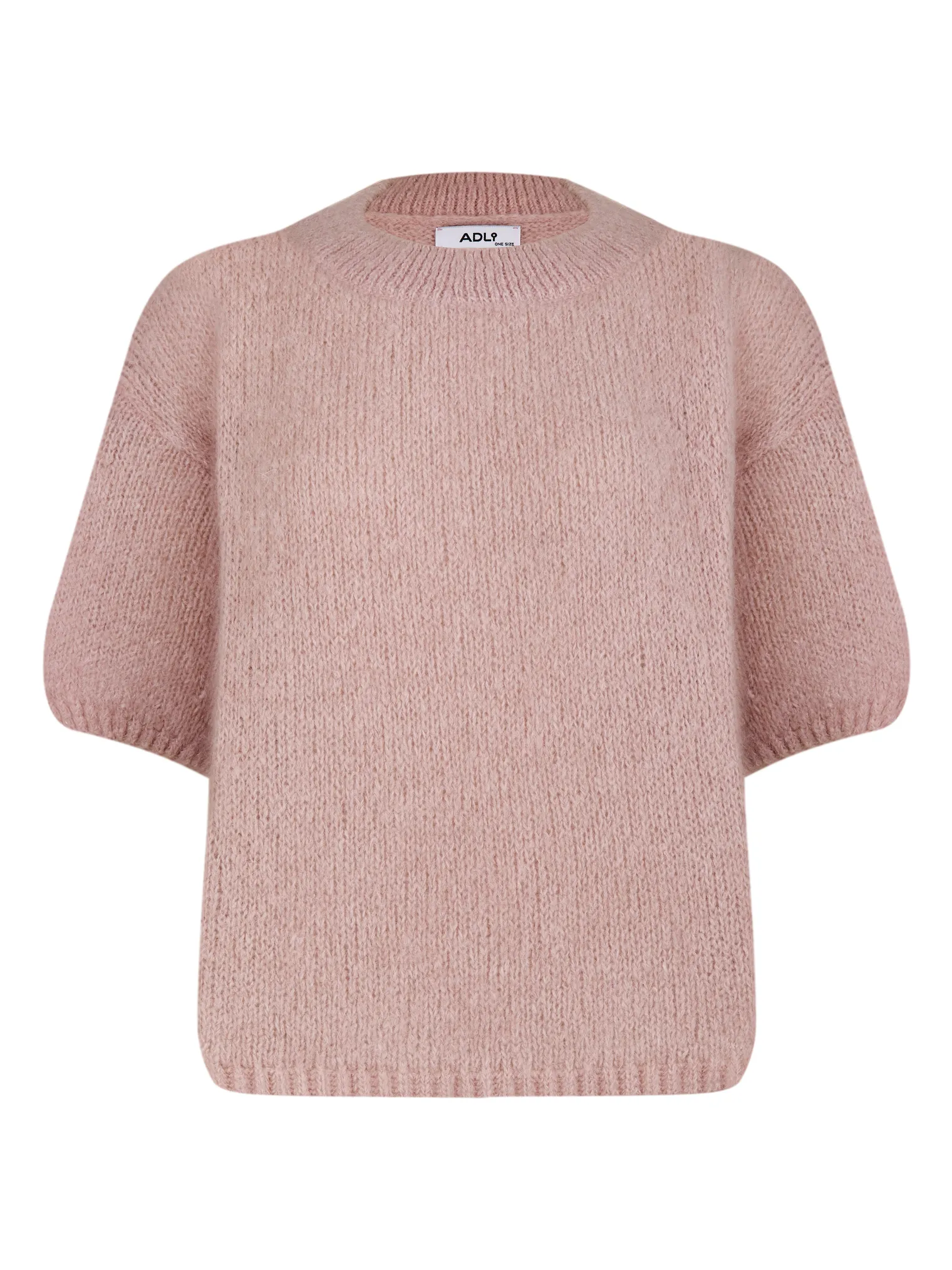 Пуловер крупной вязки с низким воротником пыльно-розового цвета фото 1