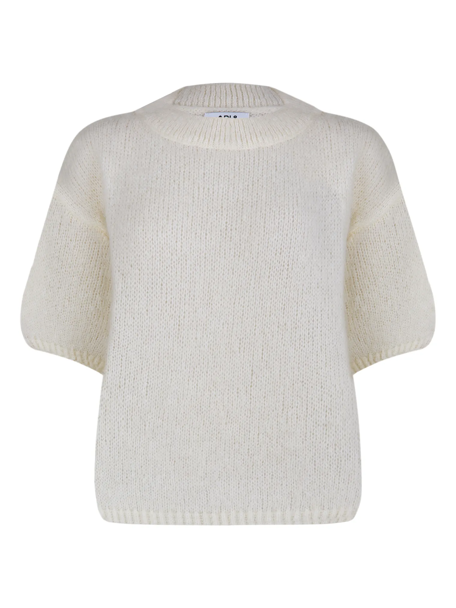 Пуловер крупной вязки с низким воротником цвета тофу фото 1