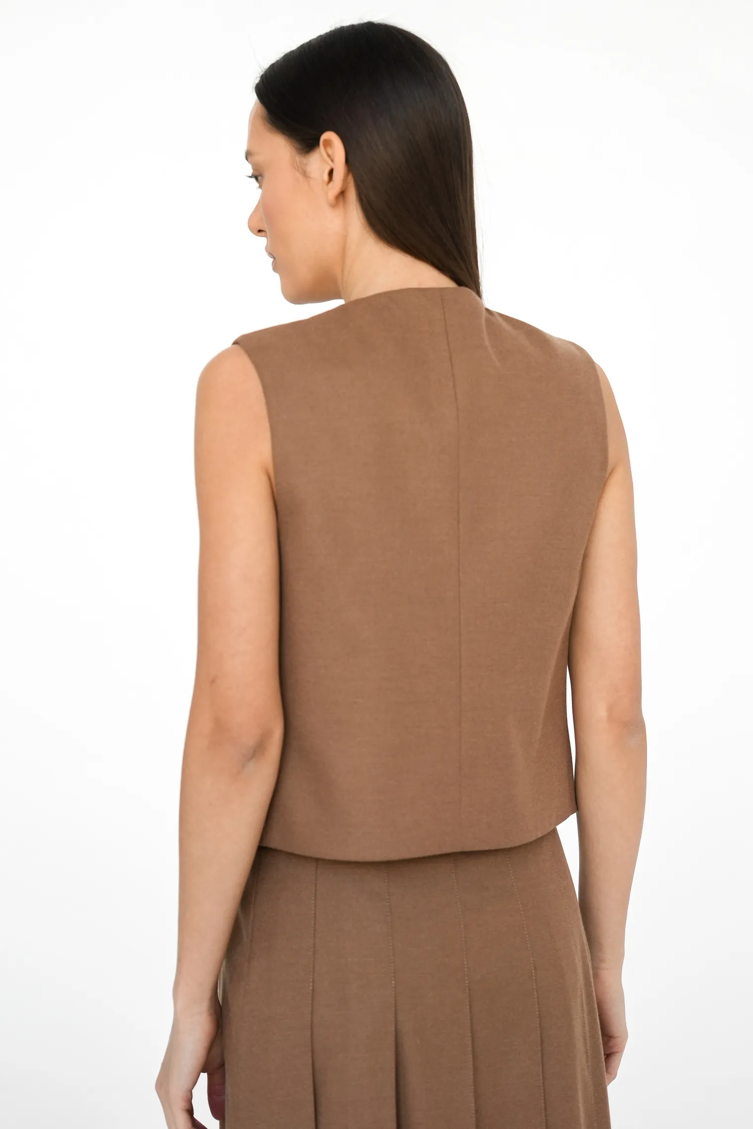 Юбка со складками табачного цвета фото 7