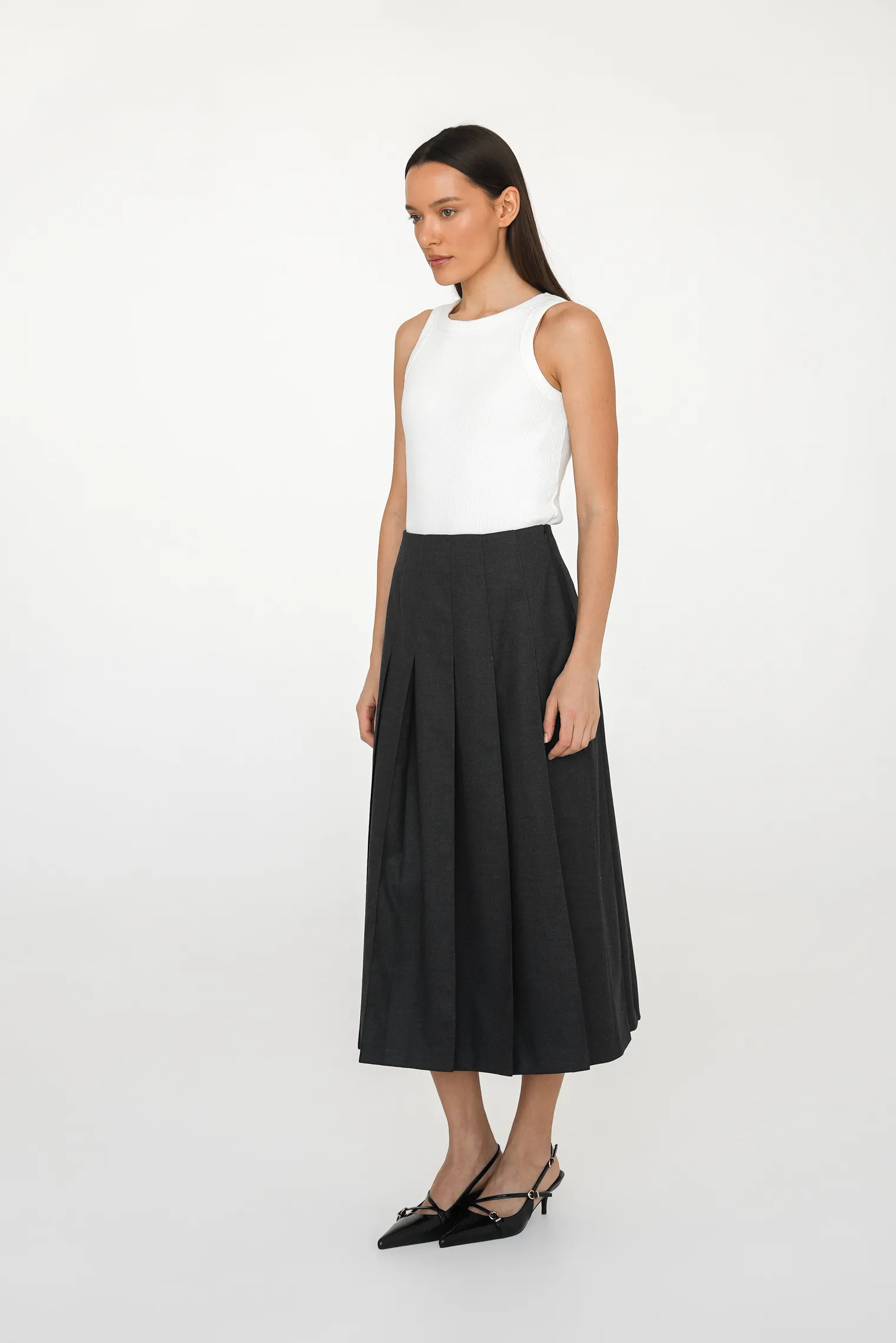 Юбка со складками графитового цвета фото 5
