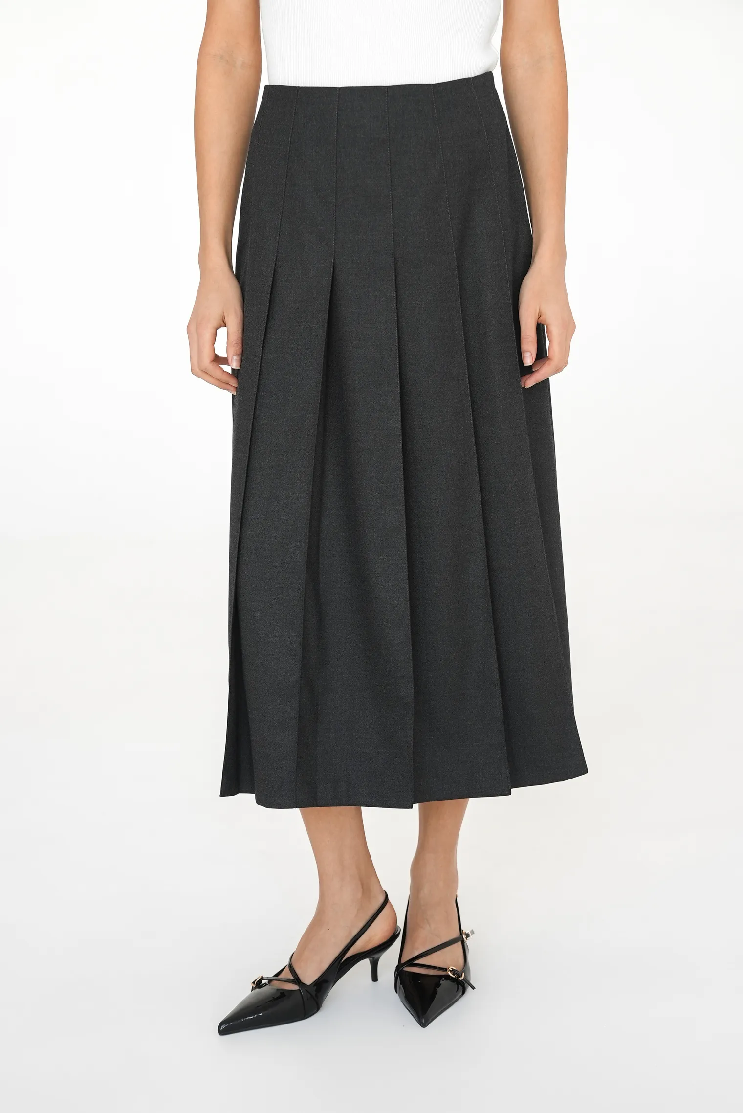 Юбка со складками графитового цвета фото 9