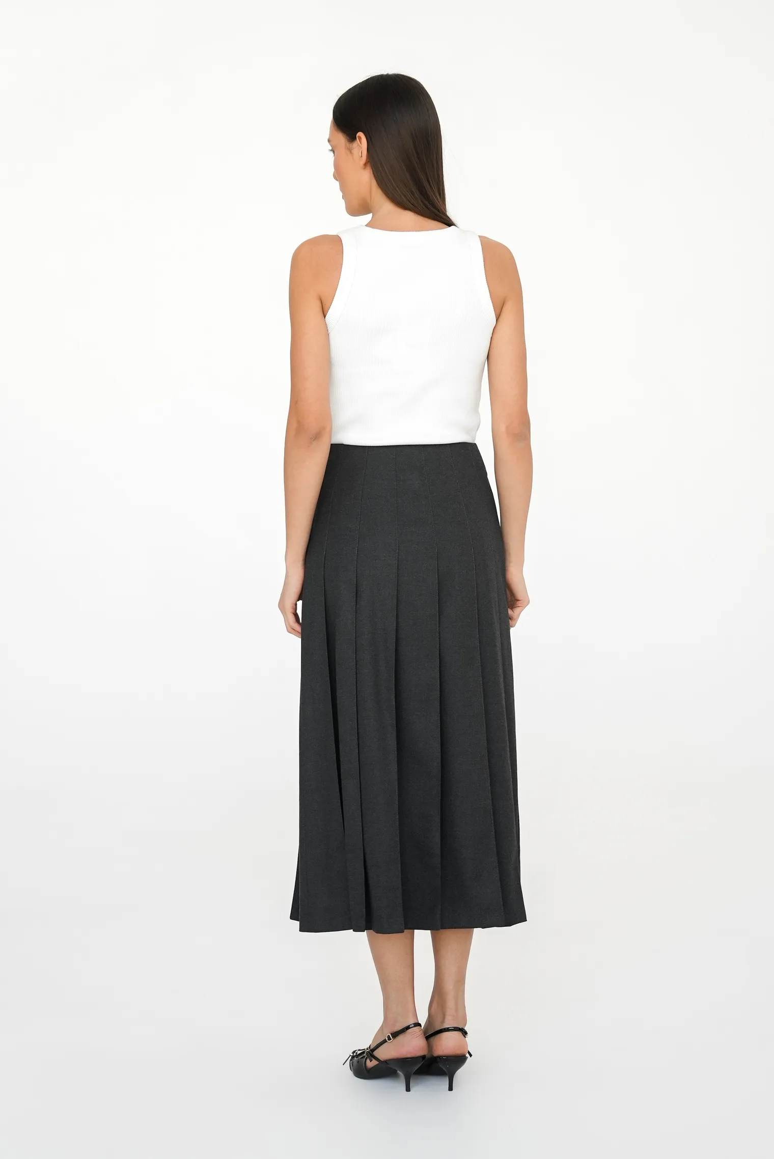Юбка со складками графитового цвета фото 4