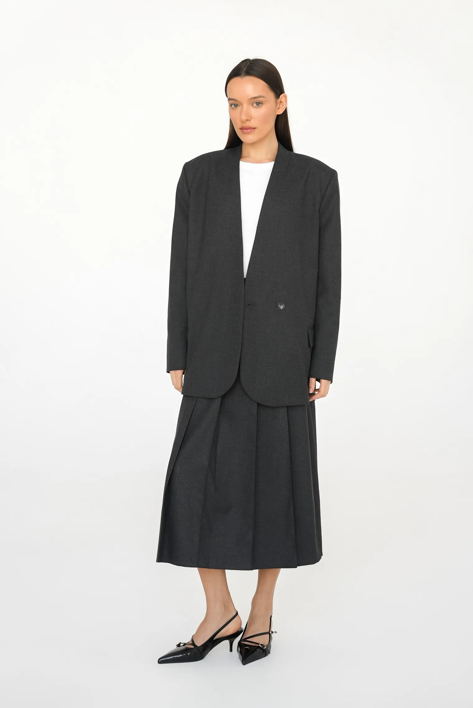 Юбка со складками графитового цвета фото 6