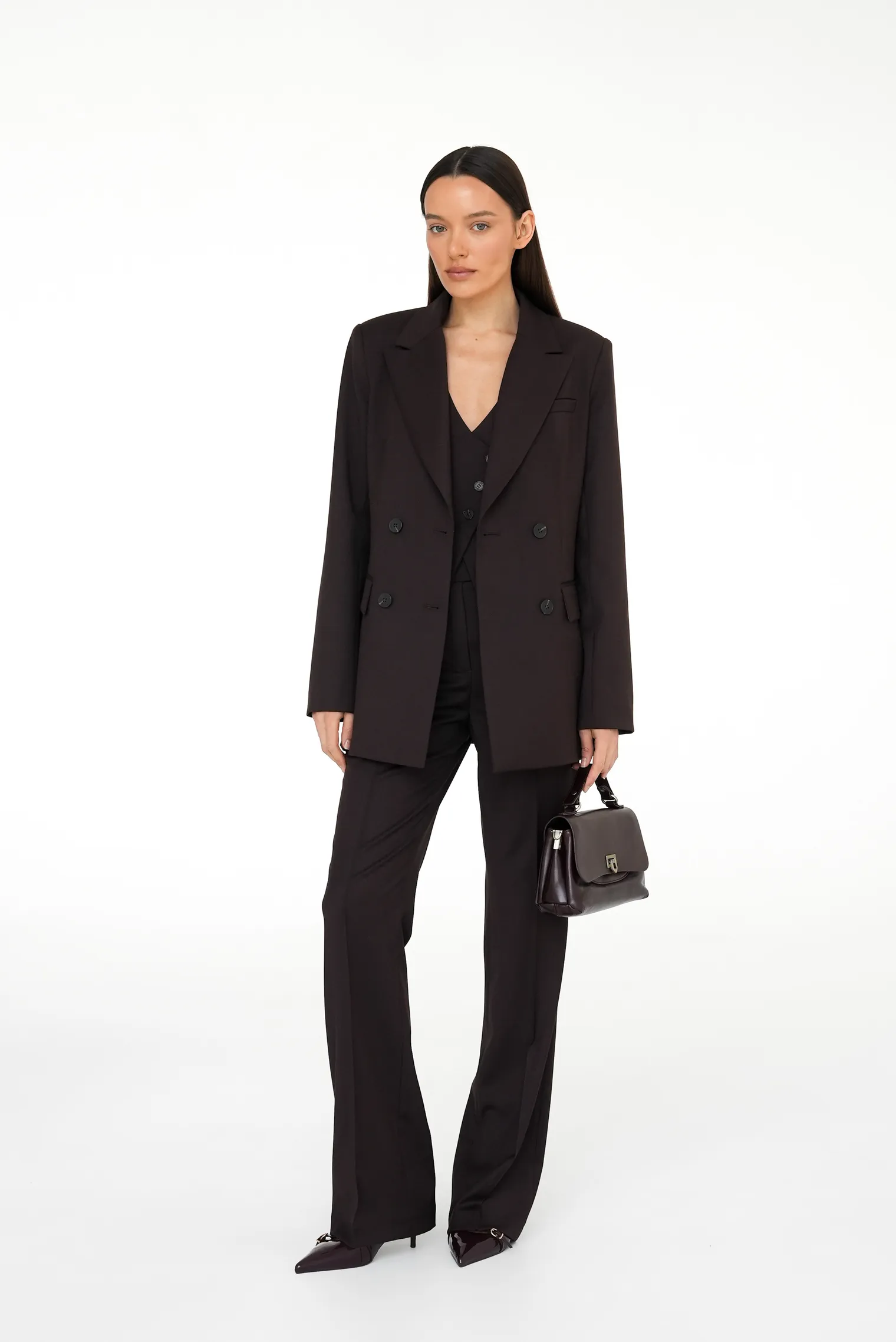 Двубортный приталенный жакет трюфельного цвета фото 3