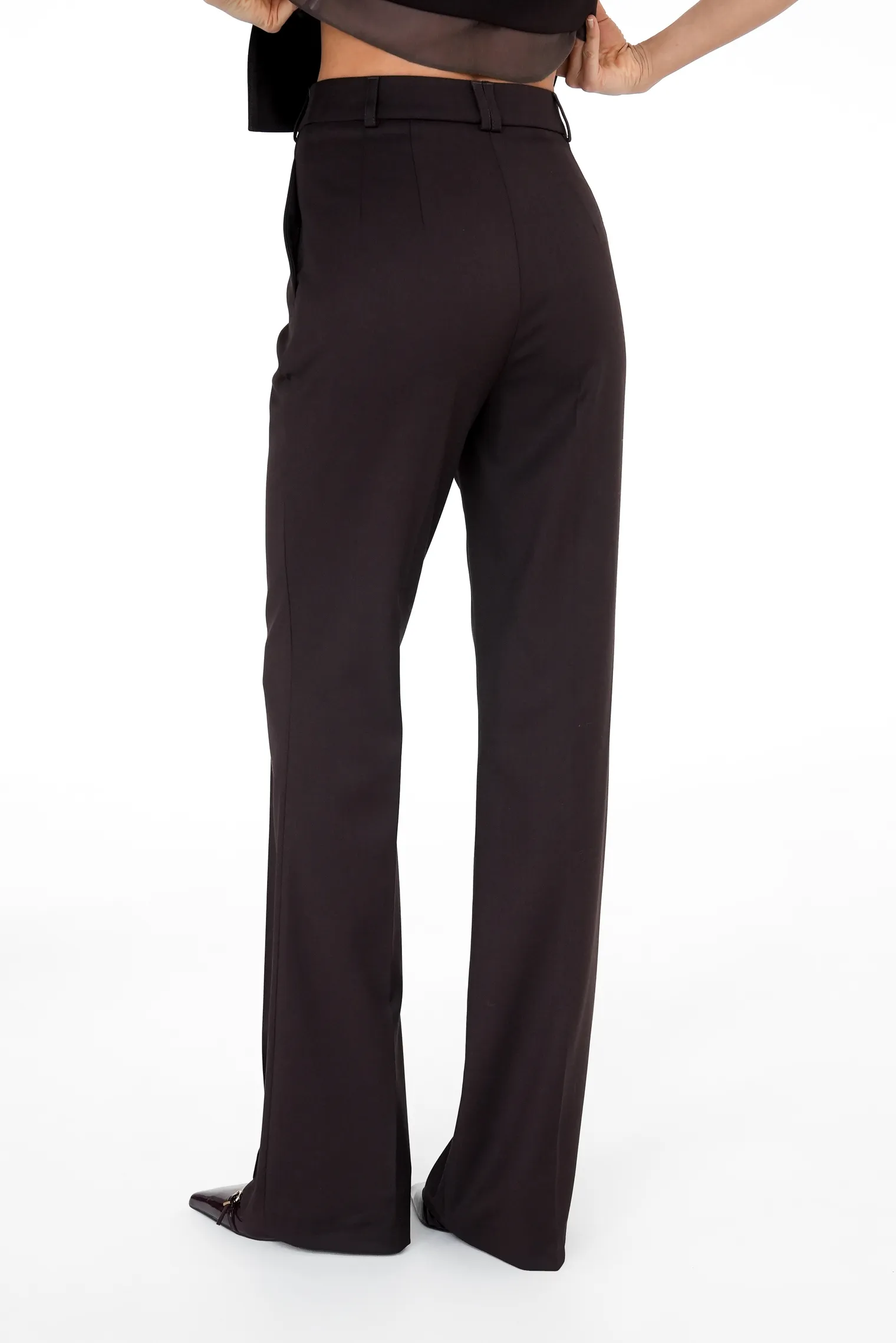 Брюки со стрелками с завышенной талией трюфельного цвета фото 6