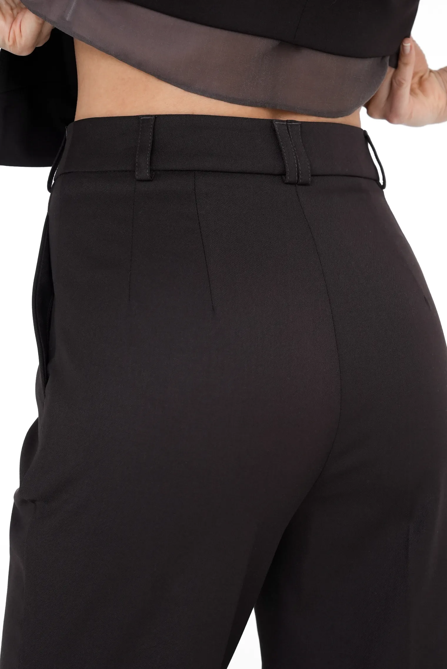 Брюки со стрелками с завышенной талией трюфельного цвета фото 8