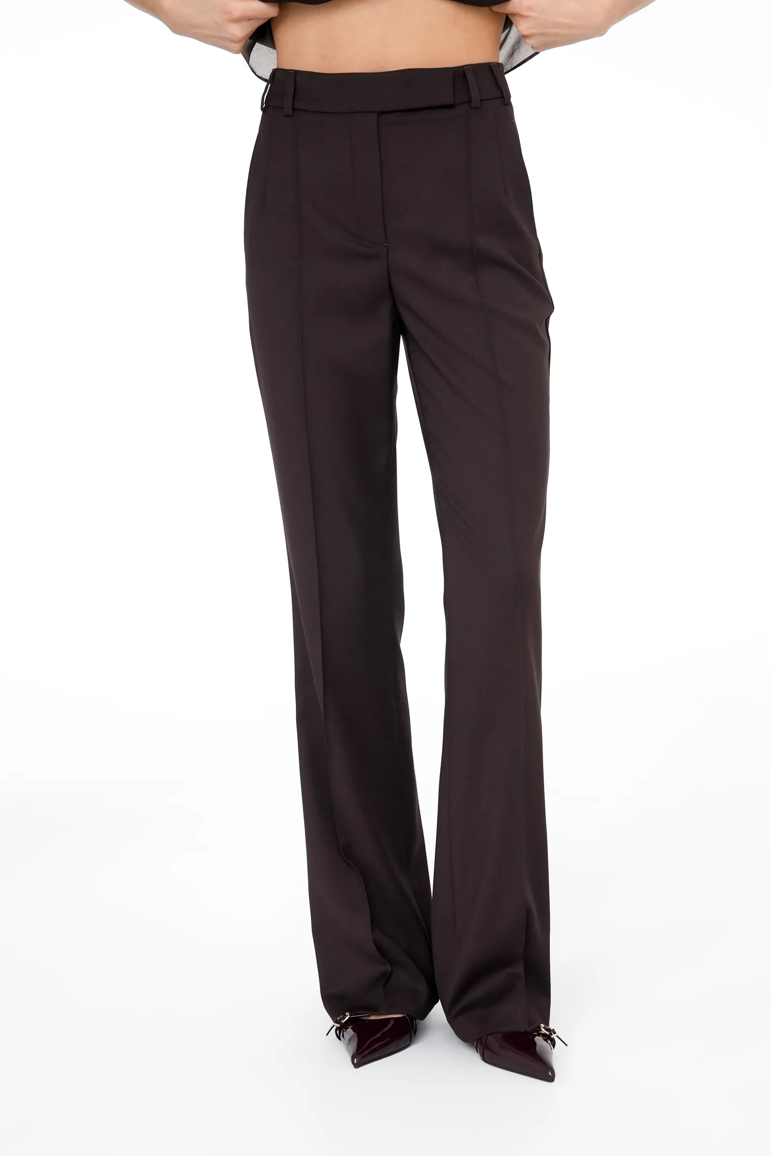 Брюки со стрелками с завышенной талией трюфельного цвета фото 3