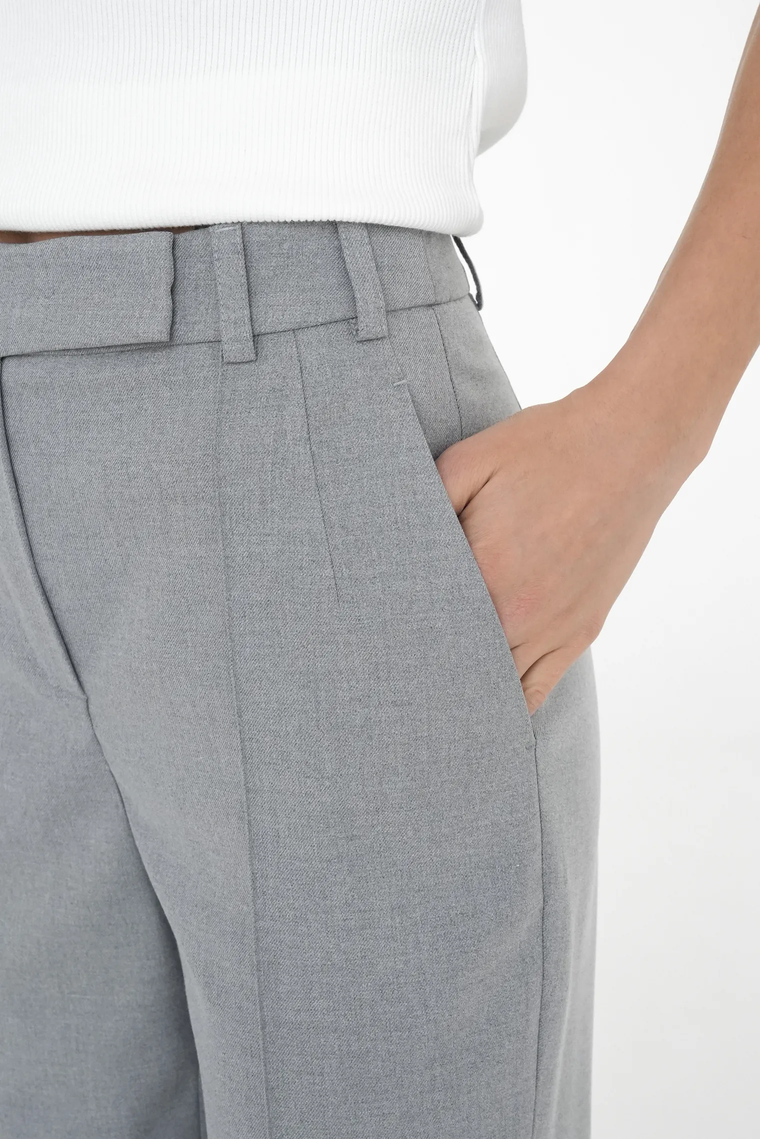 Брюки со стрелками с завышенной талией пепельного цвета фото 2